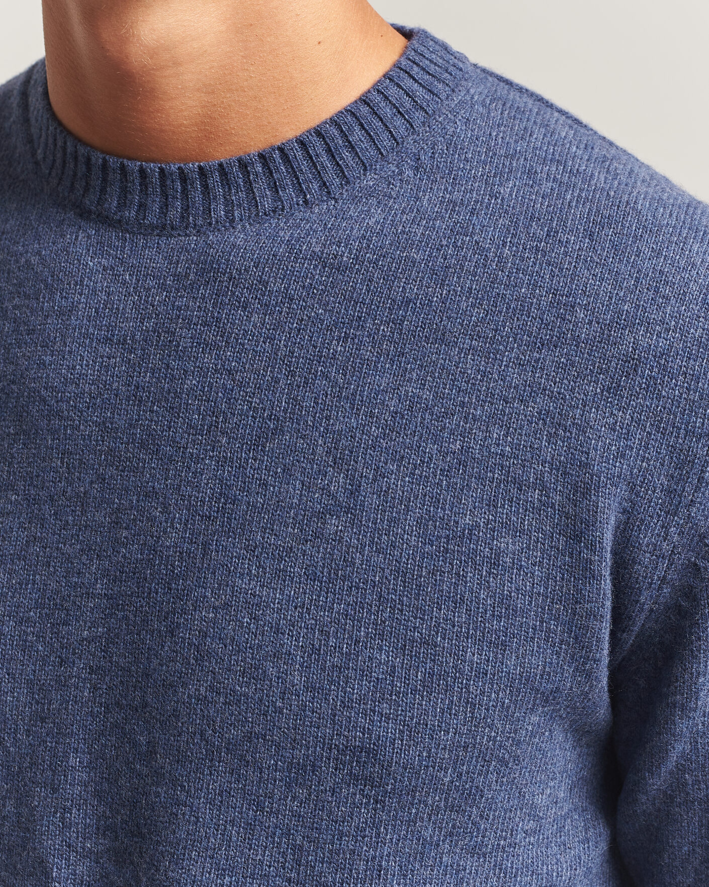Mies | Puserot | Stenströms | Brushed Merino Crew Neck Blue
