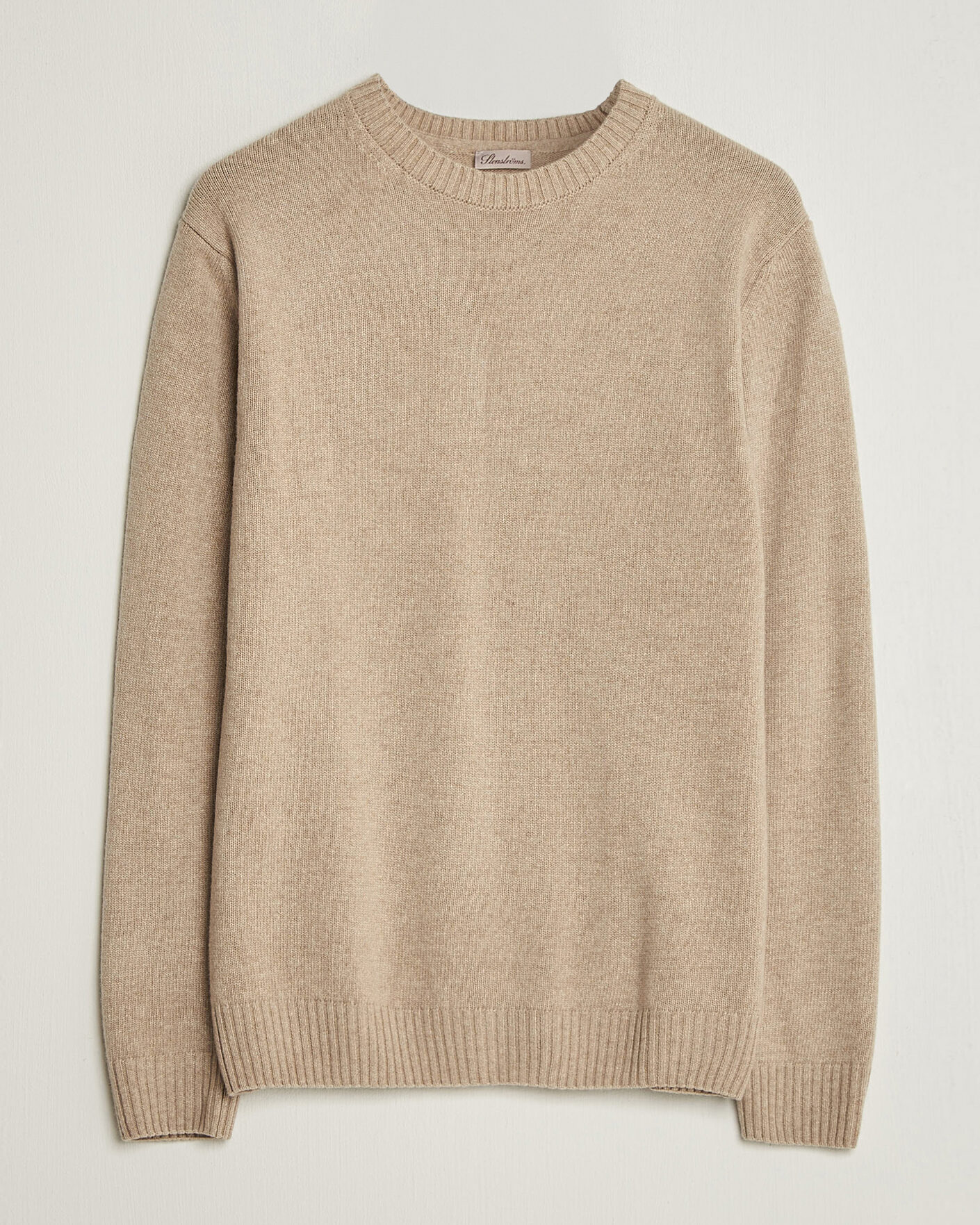 Mies | Puserot | Stenströms | Brushed Merino Crew Neck Beige