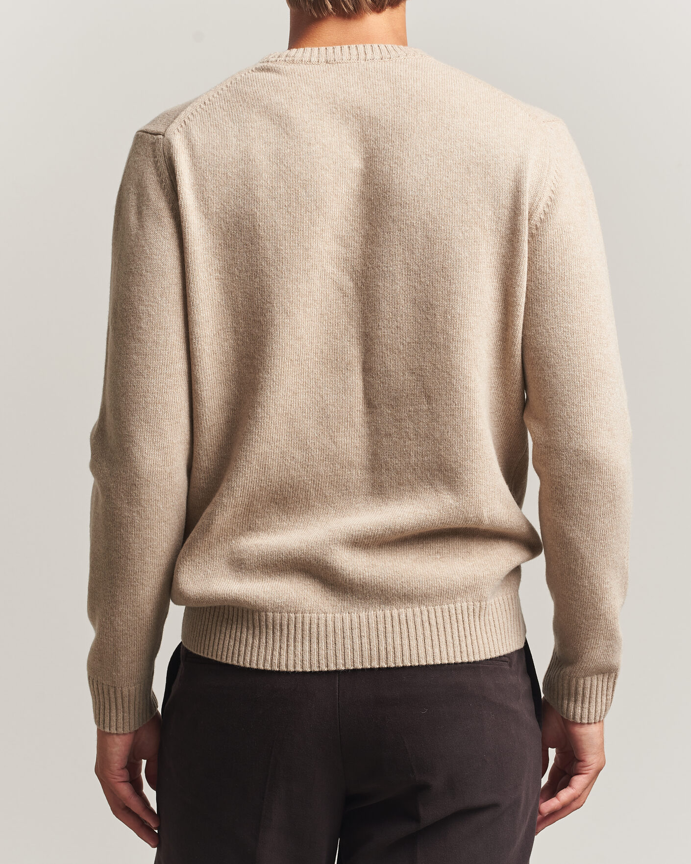 Mies | Puserot | Stenströms | Brushed Merino Crew Neck Beige