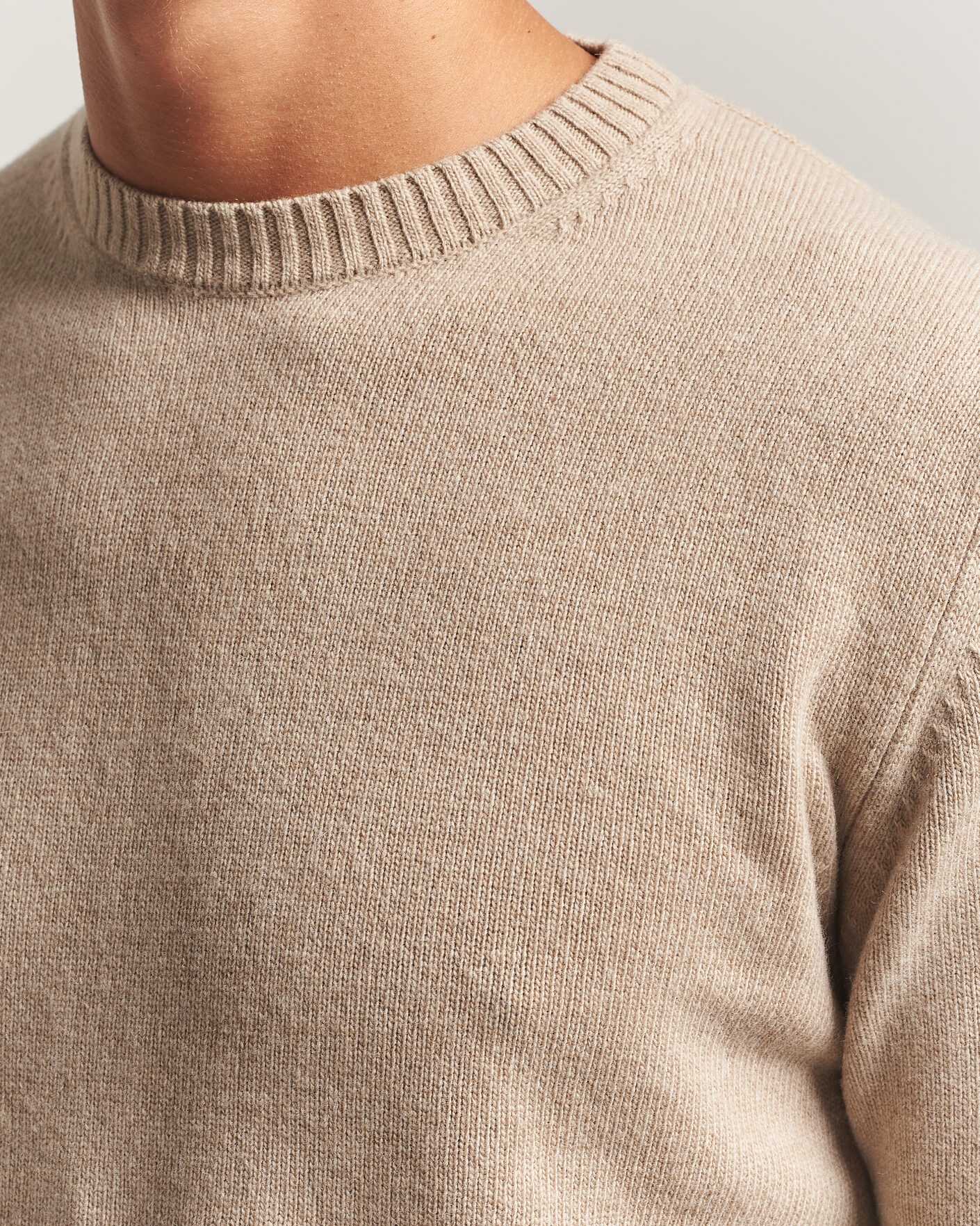 Mies | Puserot | Stenströms | Brushed Merino Crew Neck Beige