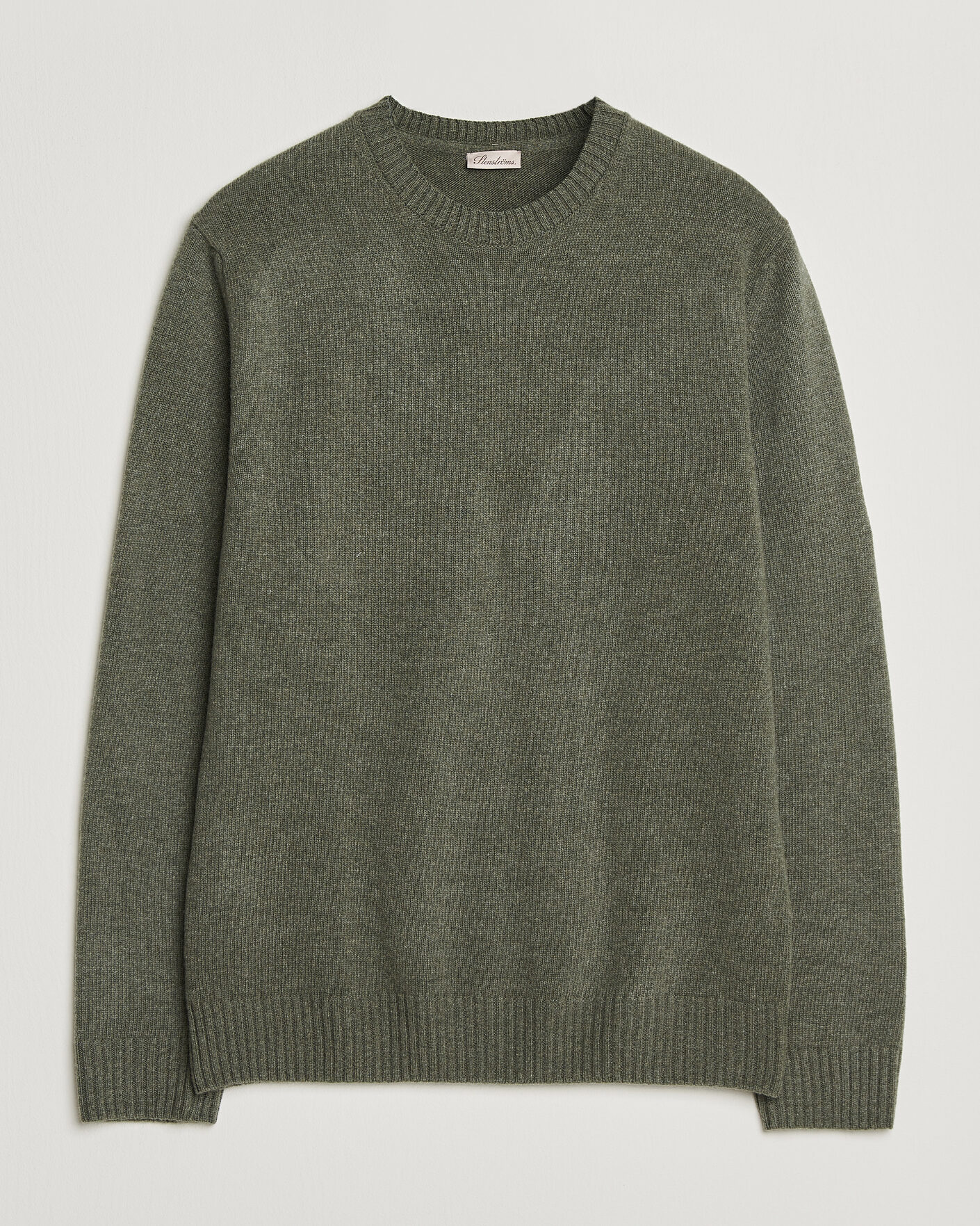 Mies | Puserot | Stenströms | Brushed Merino Crew Neck Green