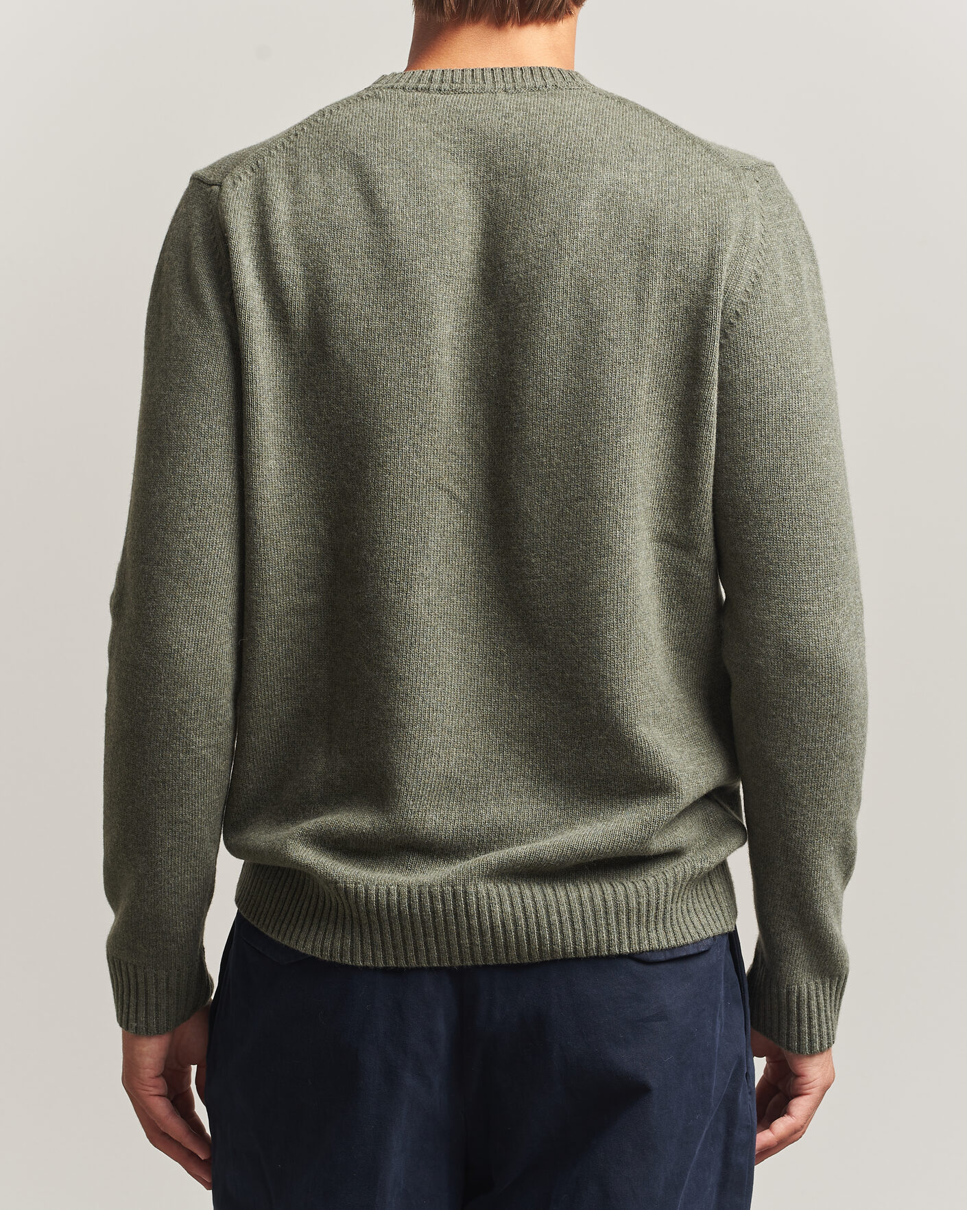 Mies | Puserot | Stenströms | Brushed Merino Crew Neck Green