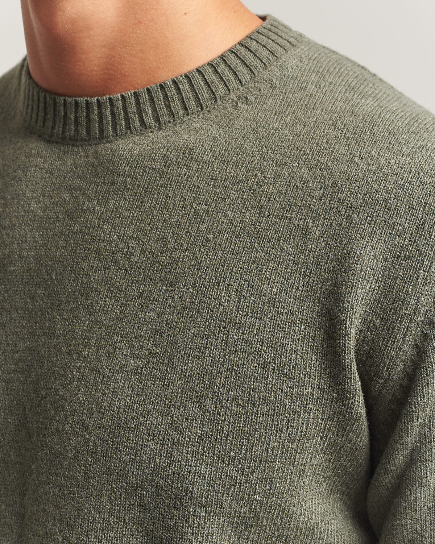 Mies | Puserot | Stenströms | Brushed Merino Crew Neck Green