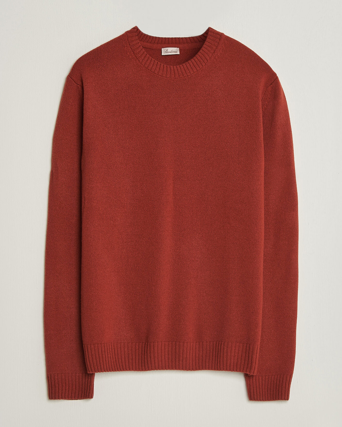 Mies | Puserot | Stenströms | Brushed Merino Crew Neck Burnt Orange