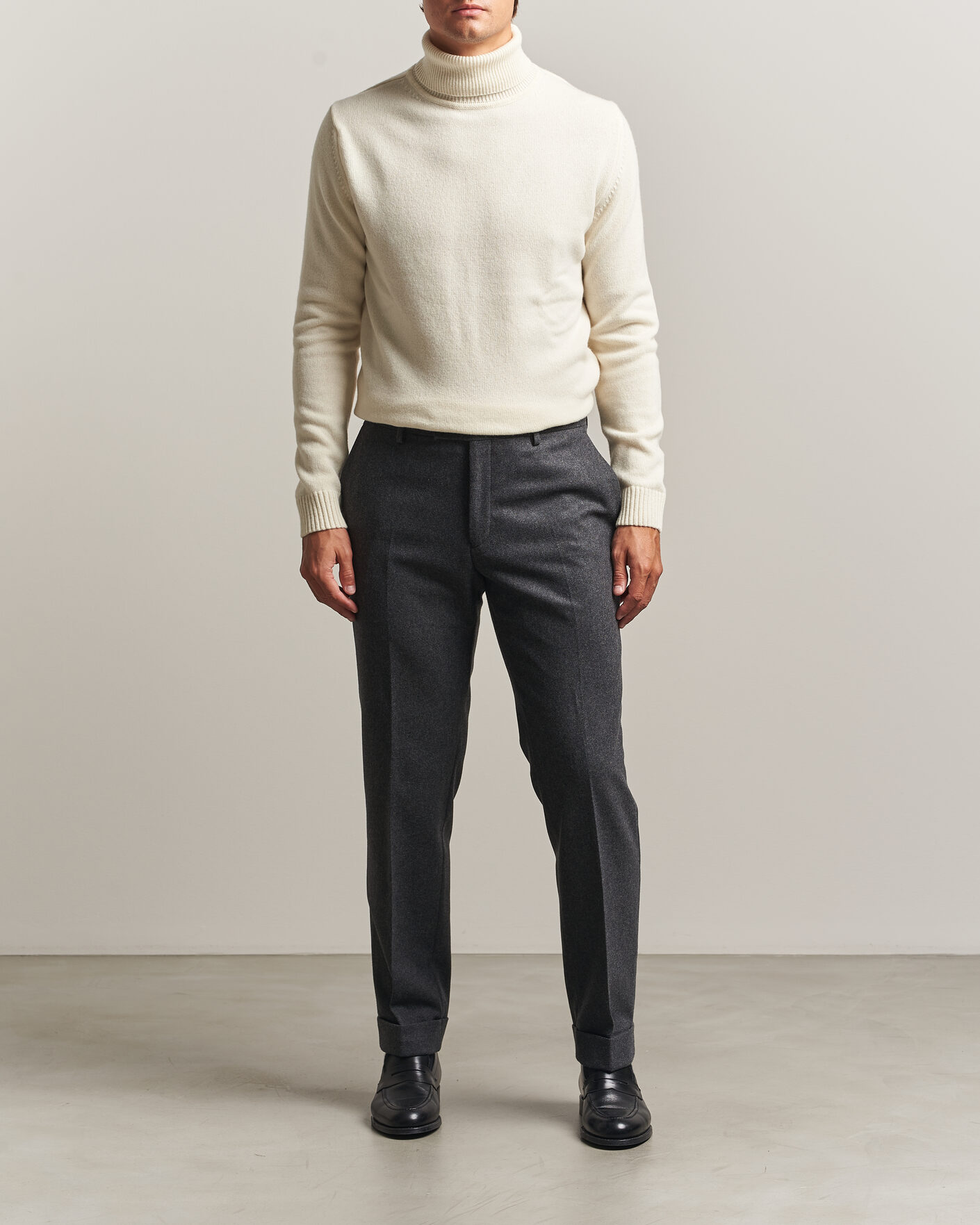 Mies | Puserot | Stenströms | Brushed Merino Rollneck Off White