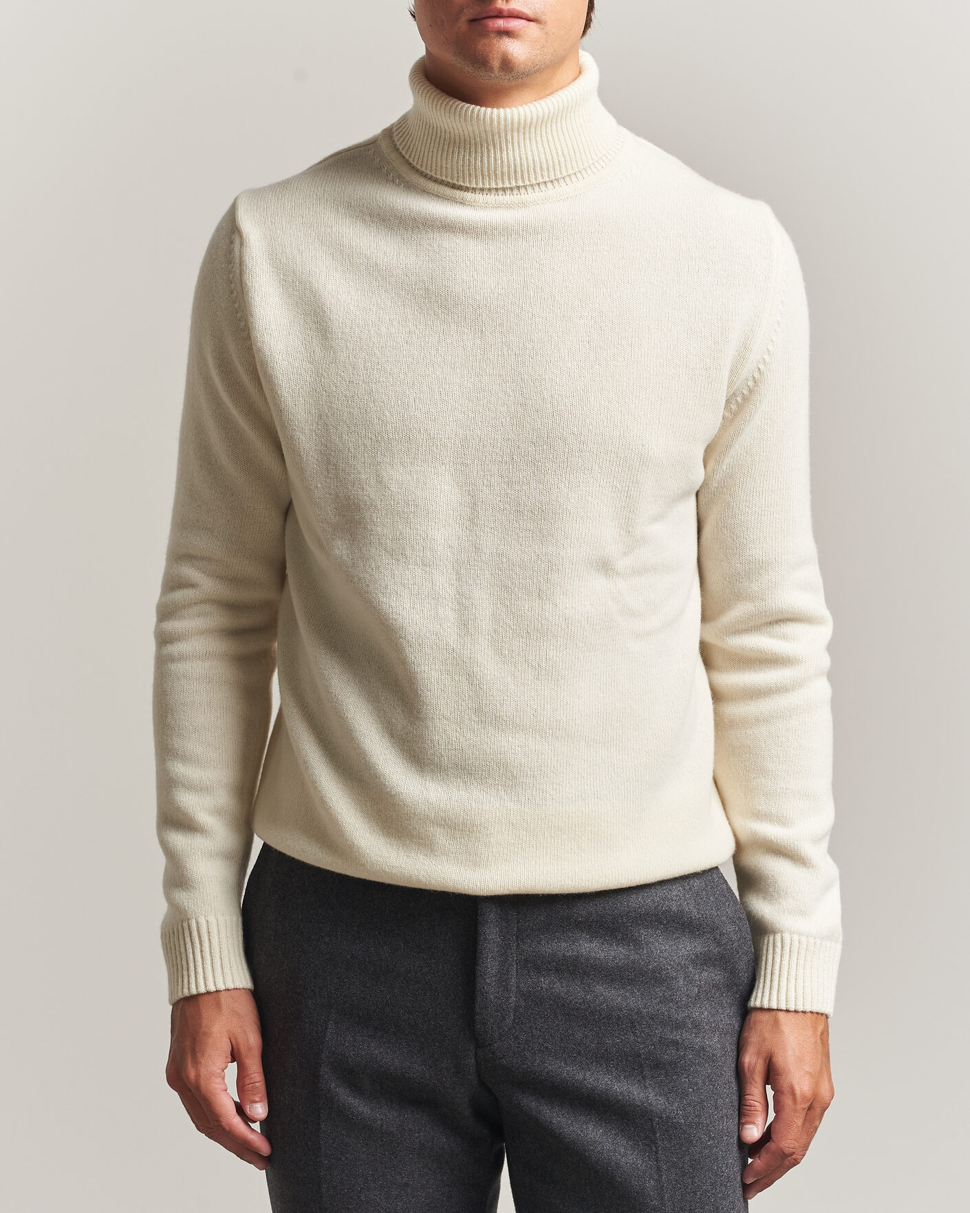 Mies | Puserot | Stenströms | Brushed Merino Rollneck Off White