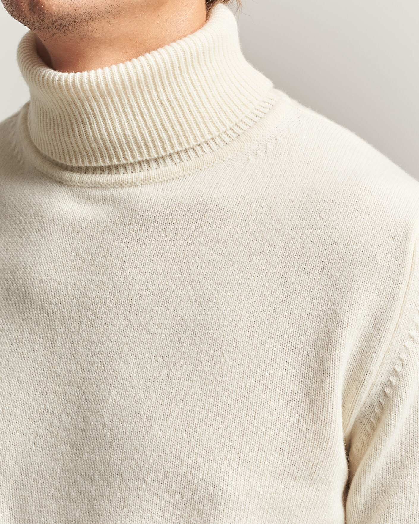 Mies | Puserot | Stenströms | Brushed Merino Rollneck Off White