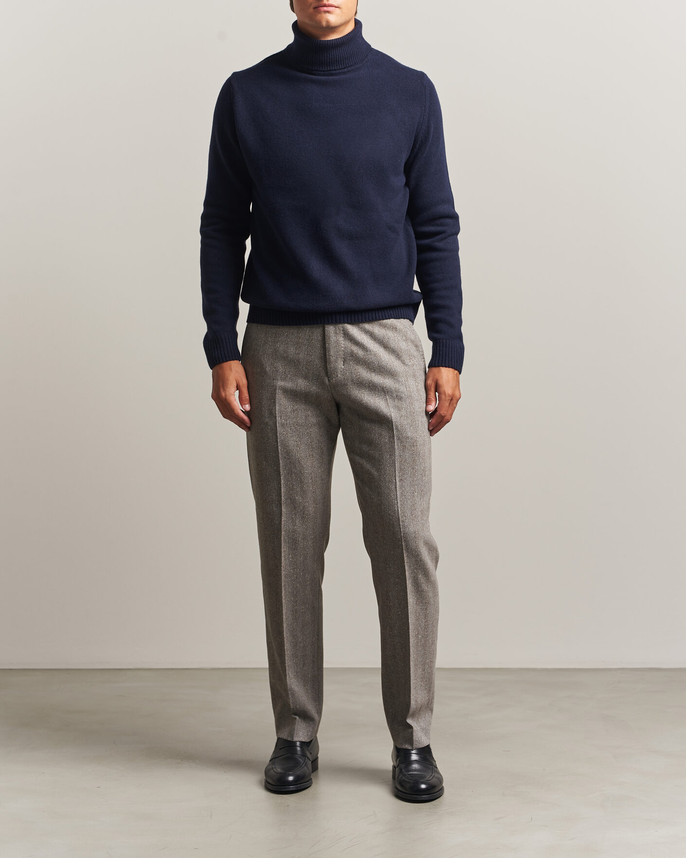 Mies | Puserot | Stenströms | Brushed Merino Rollneck Navy
