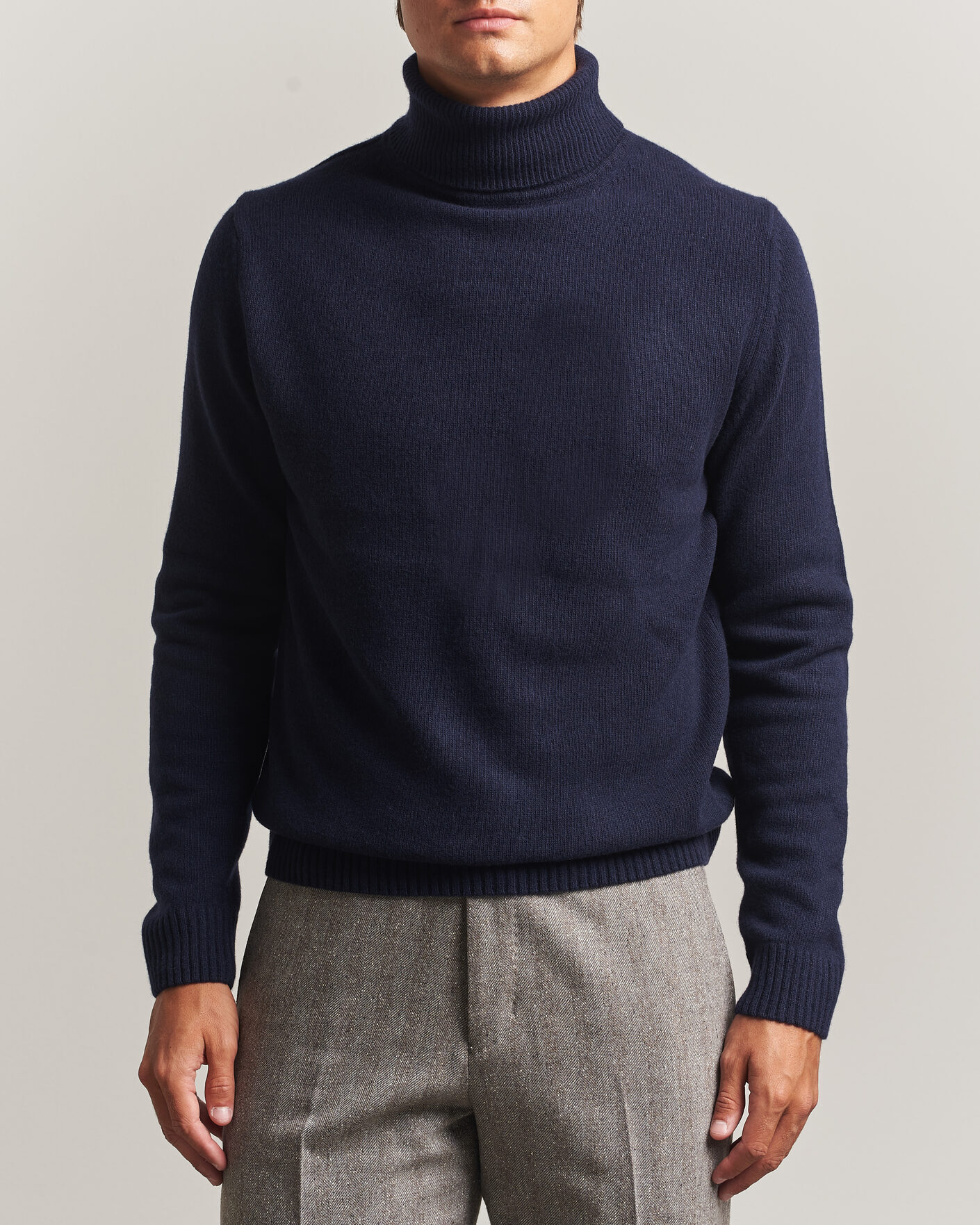 Mies | Puserot | Stenströms | Brushed Merino Rollneck Navy
