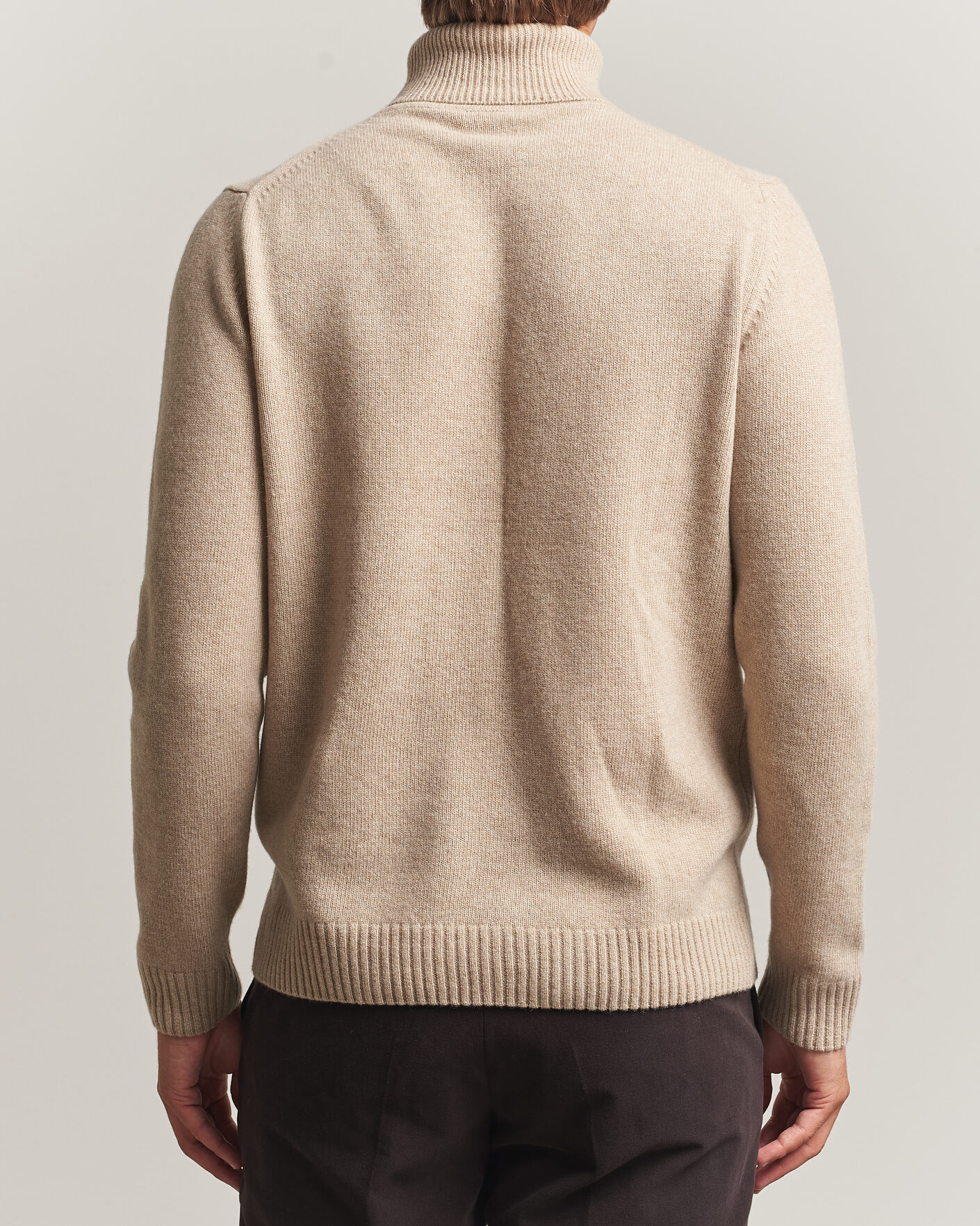 Mies | Puserot | Stenströms | Brushed Merino Rollneck Beige