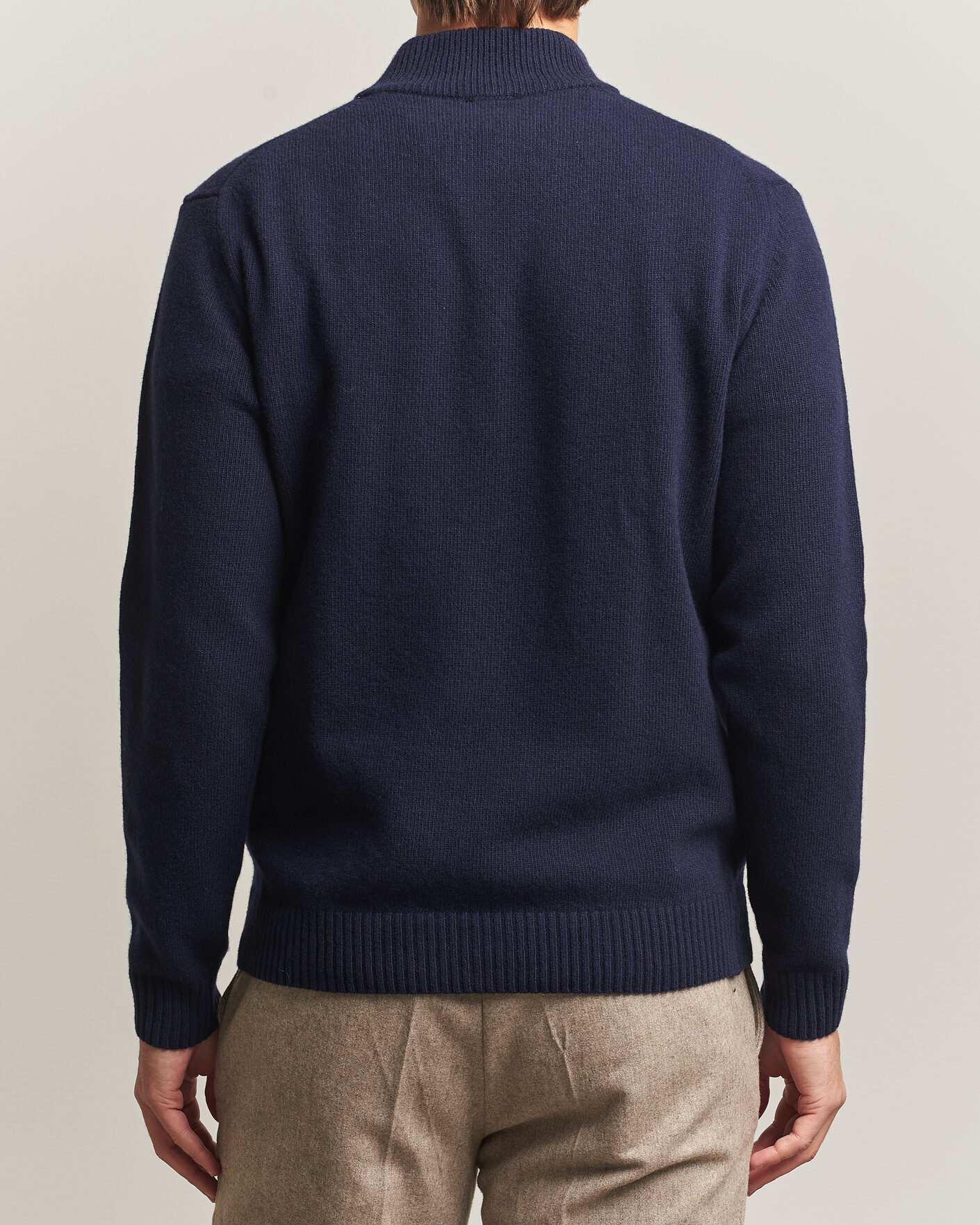 Mies | Puserot | Stenströms | Brushed Merino Half-Zip Navy