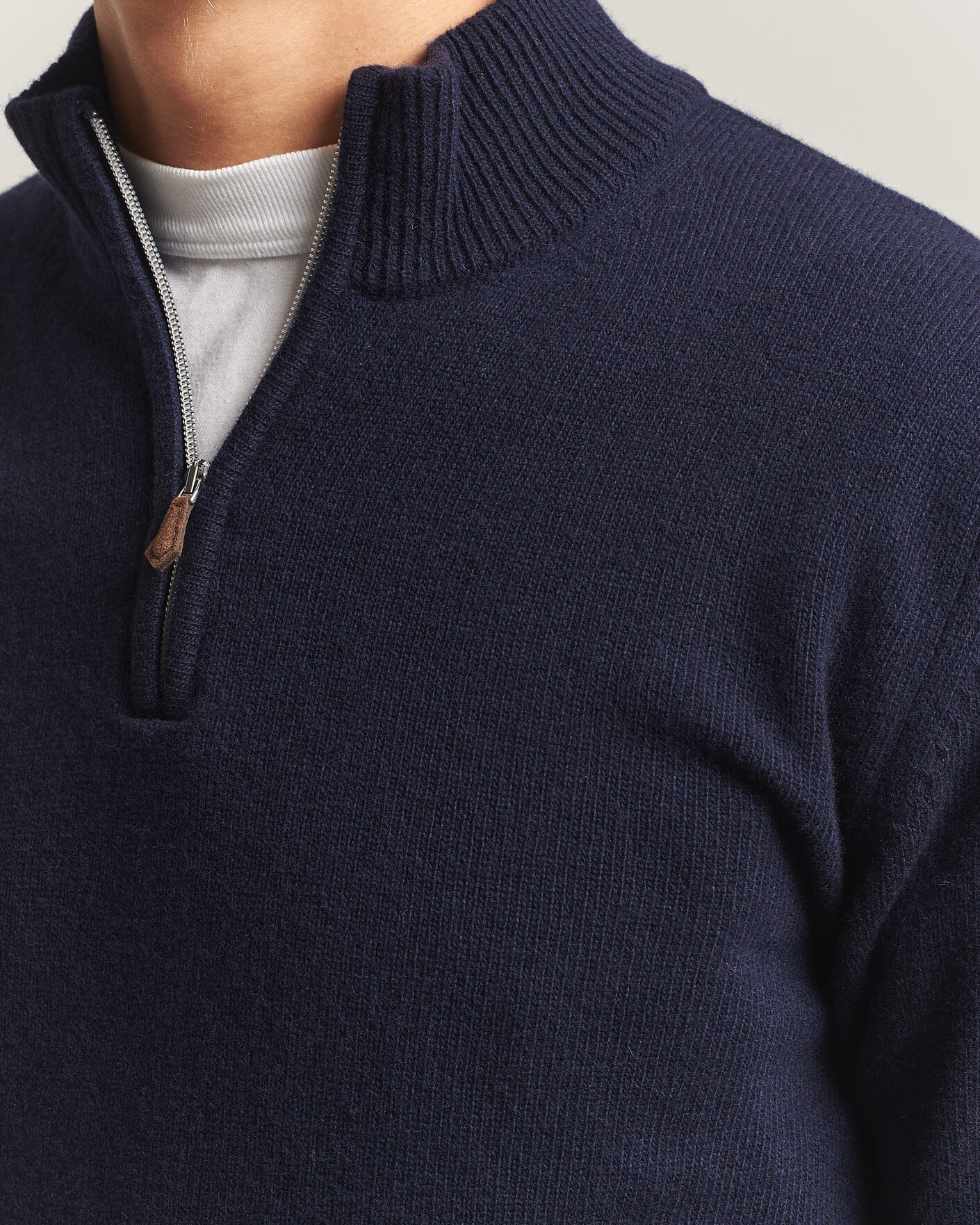 Mies | Puserot | Stenströms | Brushed Merino Half-Zip Navy