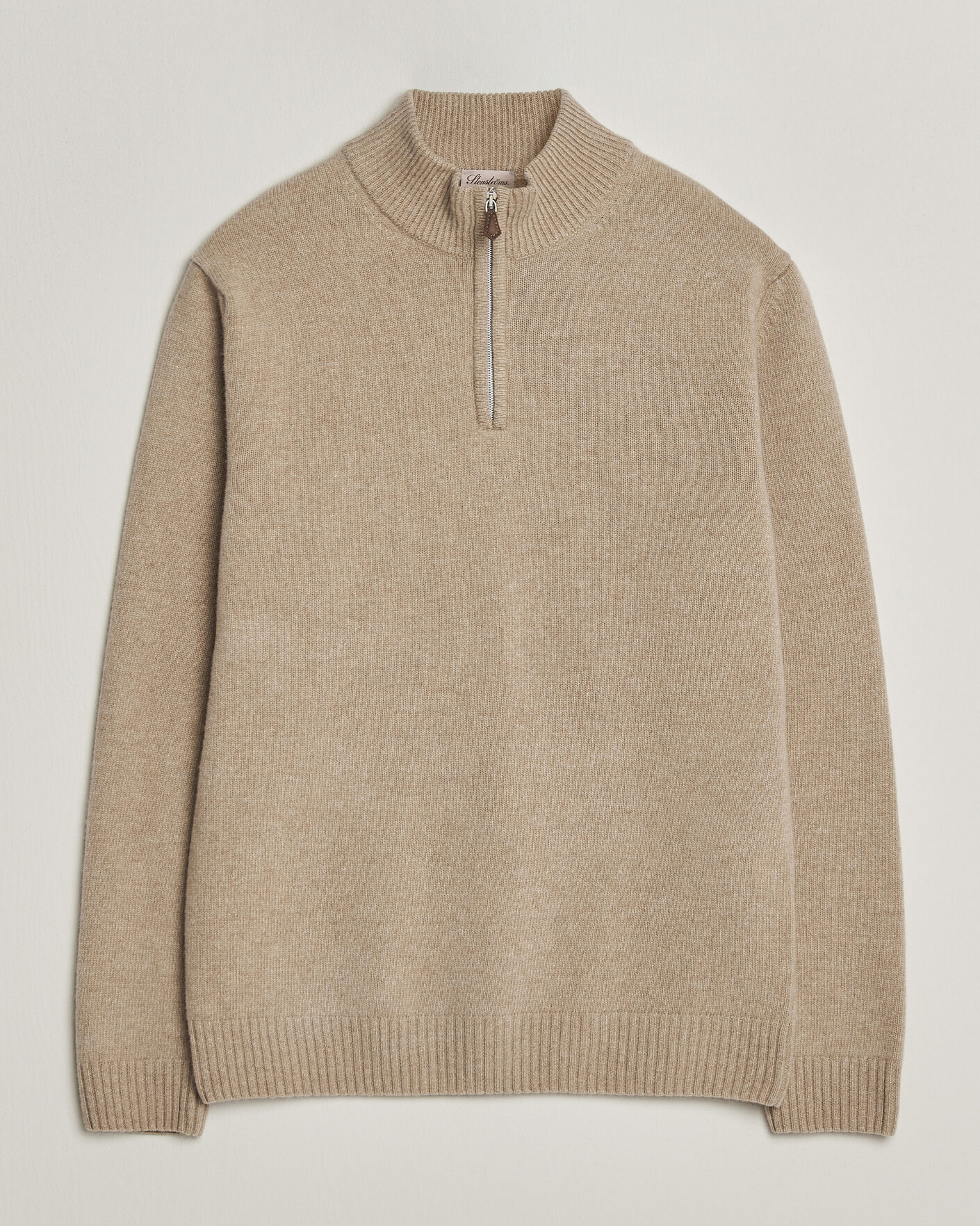 Mies | Puserot | Stenströms | Brushed Merino Half-Zip Beige