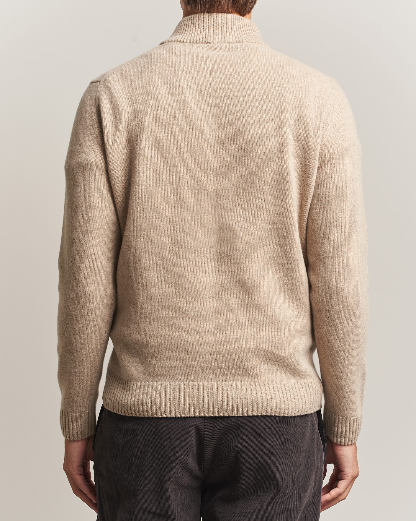 Mies | Puserot | Stenströms | Brushed Merino Half-Zip Beige