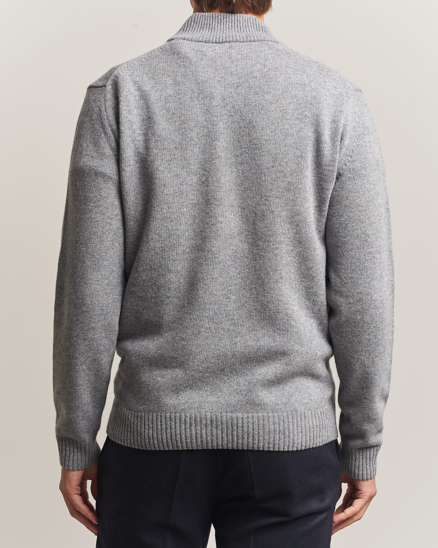 Mies | Puserot | Stenströms | Brushed Merino Half-Zip Grey