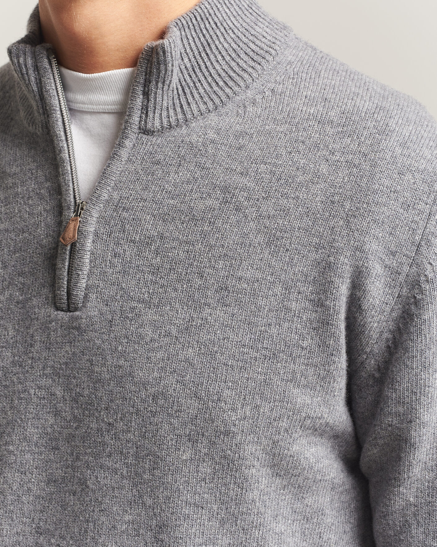 Mies | Puserot | Stenströms | Brushed Merino Half-Zip Grey