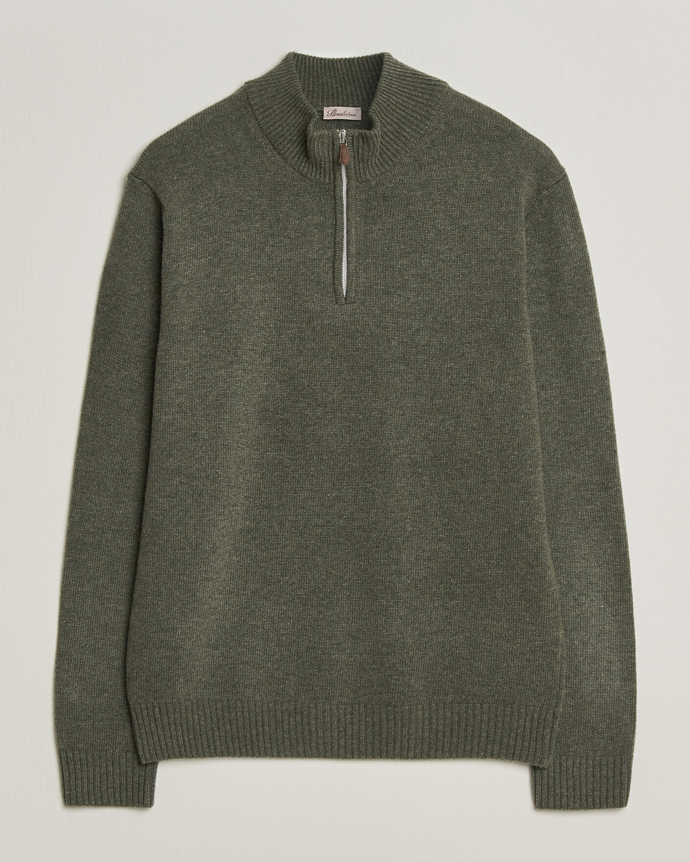 Mies | Puserot | Stenströms | Brushed Merino Half-Zip Green
