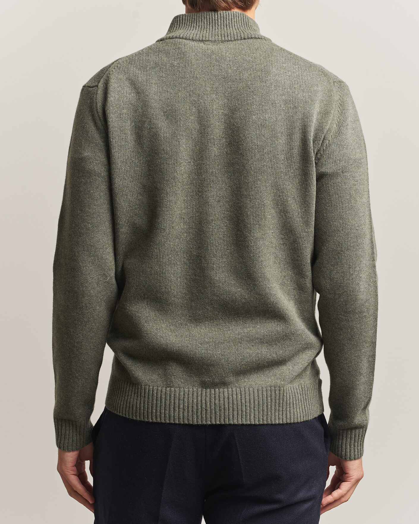 Mies | Puserot | Stenströms | Brushed Merino Half-Zip Green
