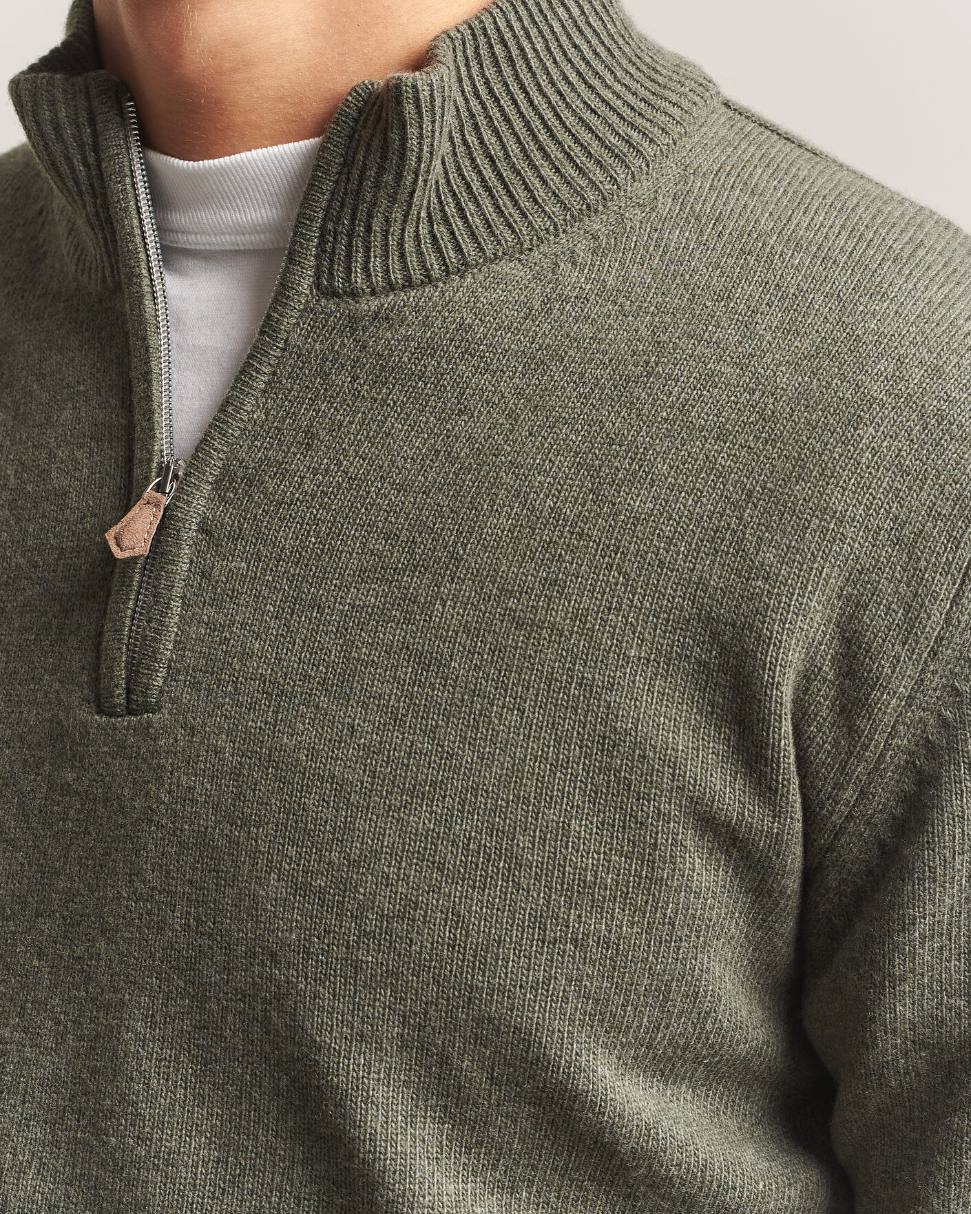 Mies | Puserot | Stenströms | Brushed Merino Half-Zip Green
