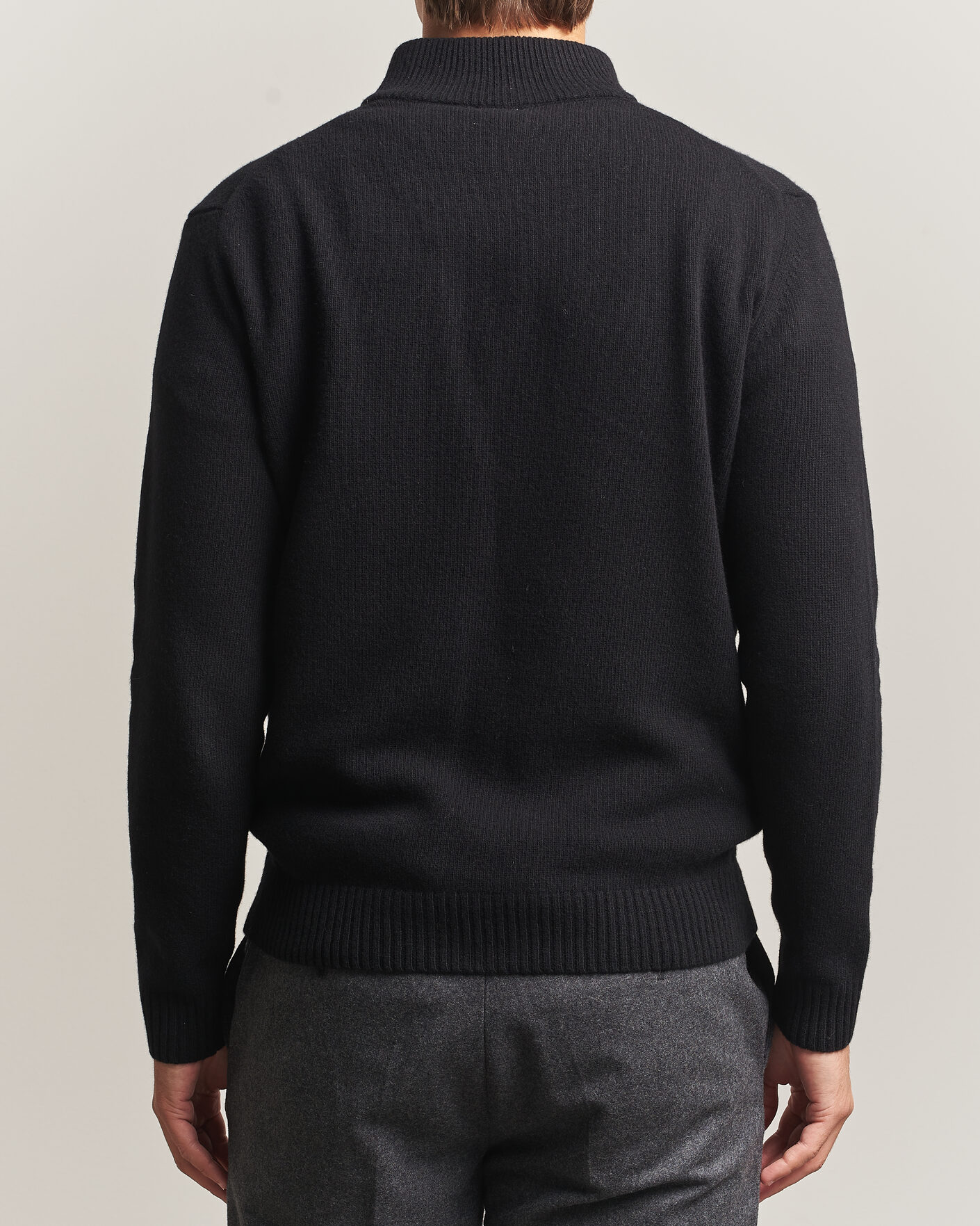 Mies | Puserot | Stenströms | Brushed Merino Half-Zip Black