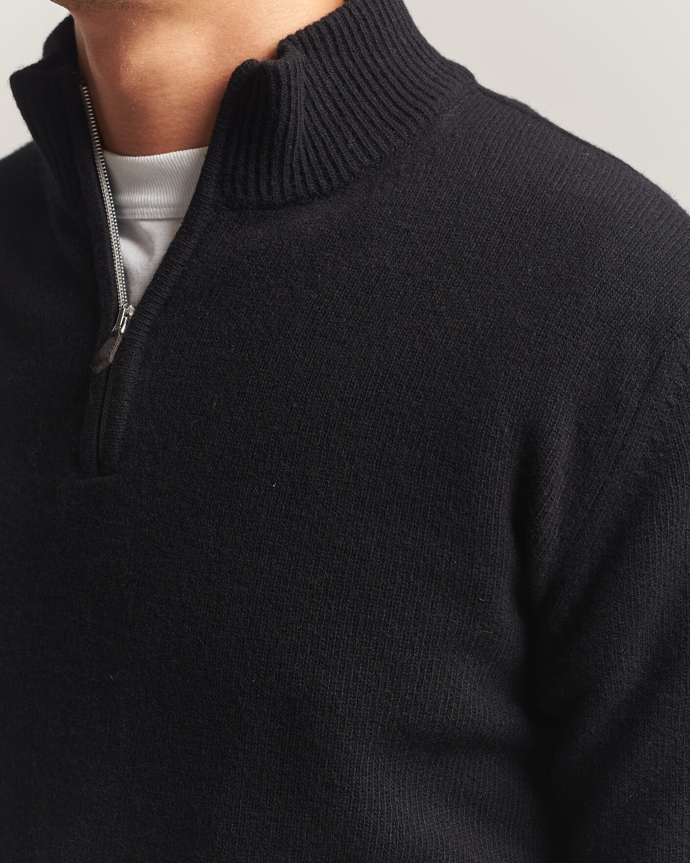 Mies | Puserot | Stenströms | Brushed Merino Half-Zip Black