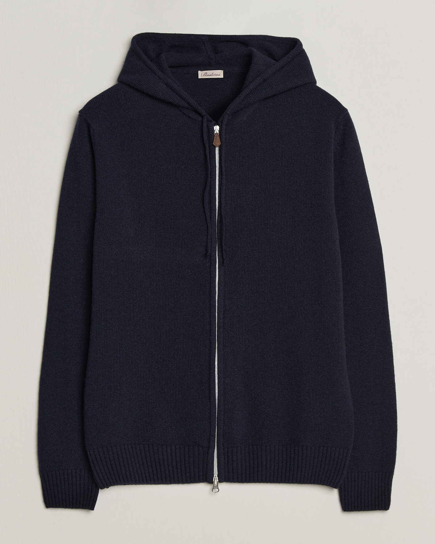 Mies | Puserot | Stenströms | Brushed Merino Full-Zip Hood Navy