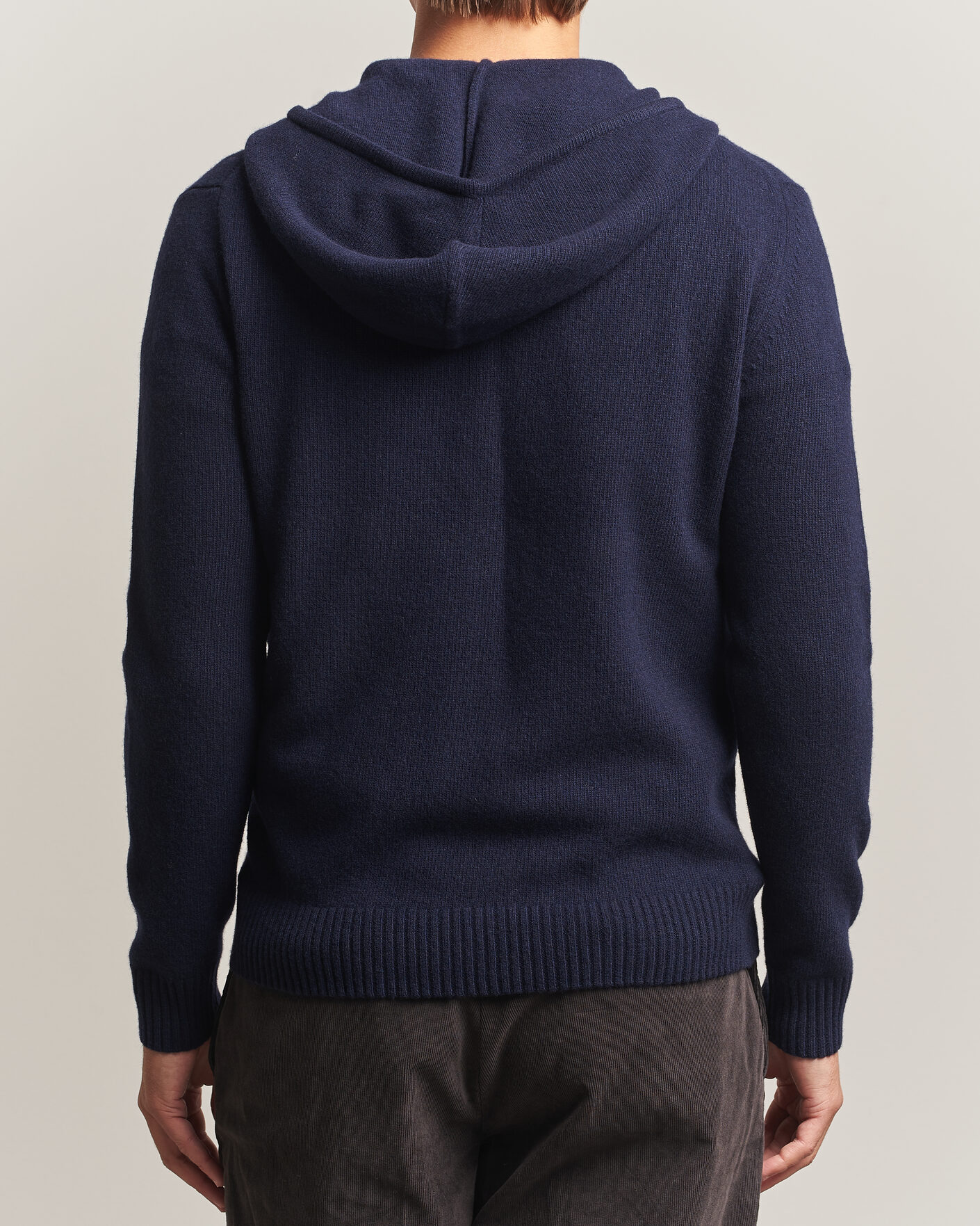 Mies | Puserot | Stenströms | Brushed Merino Full-Zip Hood Navy