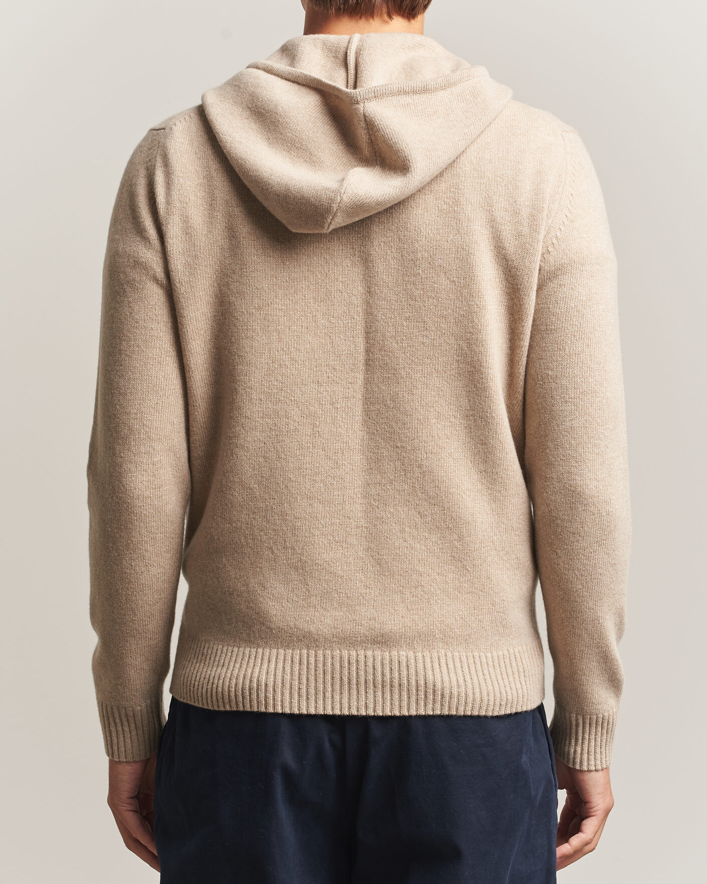 Mies | Puserot | Stenströms | Brushed Merino Full-Zip Hood Beige