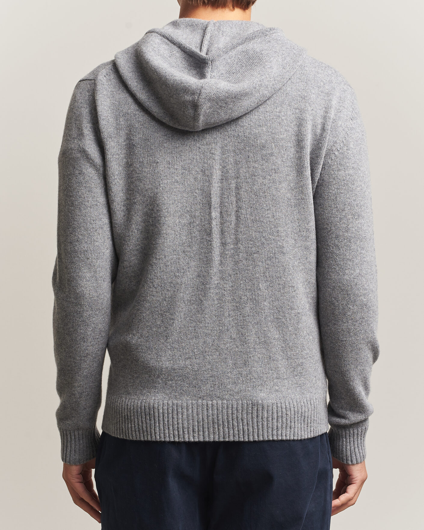 Mies | Puserot | Stenströms | Brushed Merino Full-Zip Hood Grey