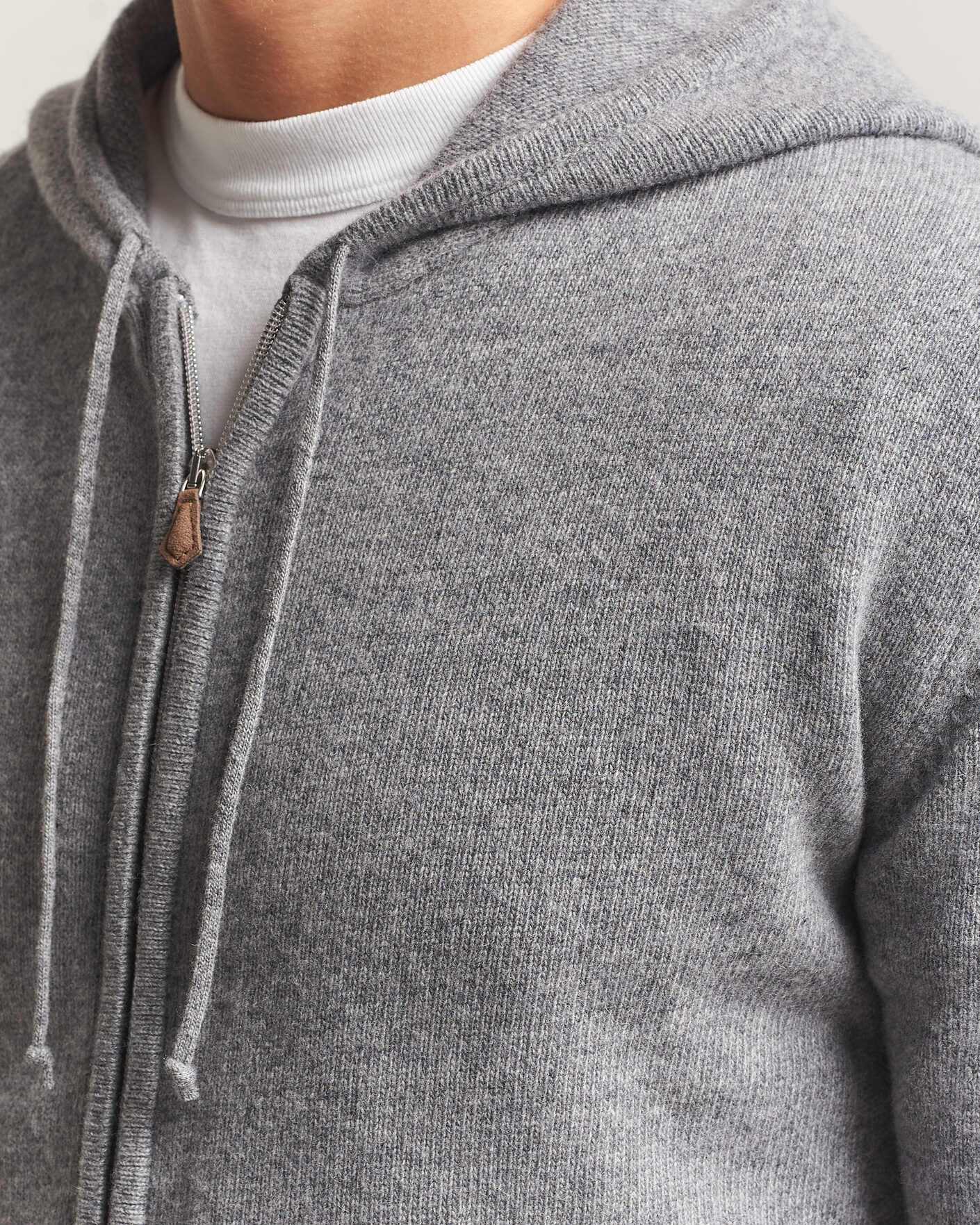 Mies | Puserot | Stenströms | Brushed Merino Full-Zip Hood Grey