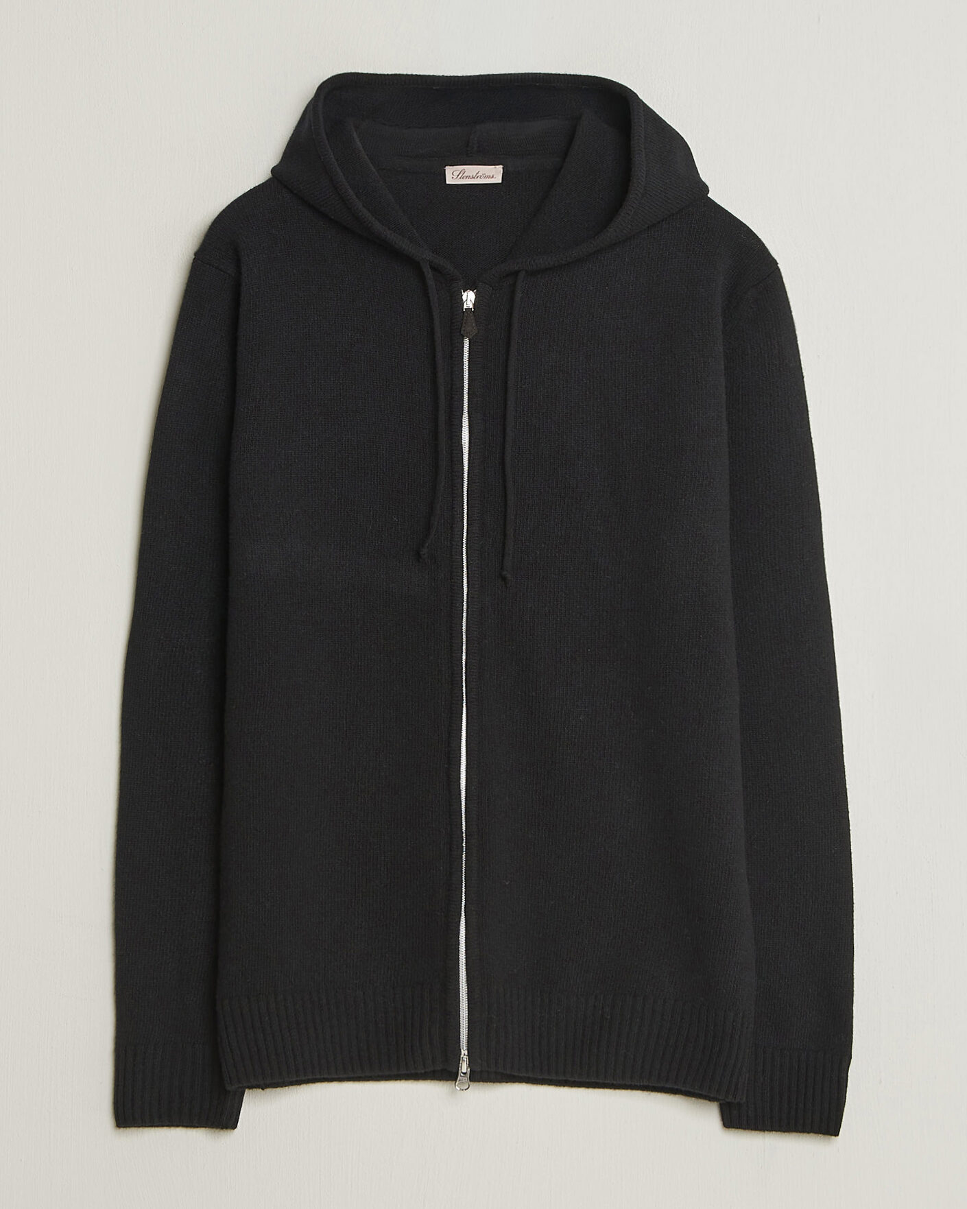 Mies | Puserot | Stenströms | Brushed Merino Full-Zip Hood Black