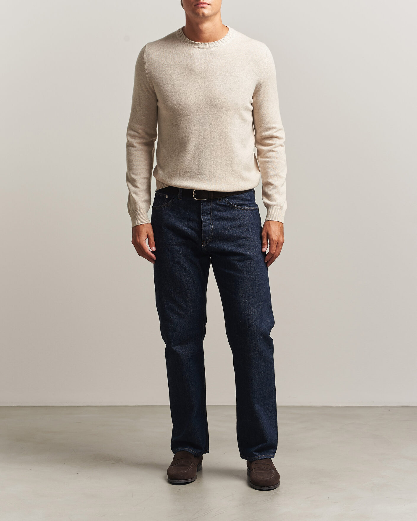 Mies | Puserot | Stenströms | Cashmere Crewneck Beige