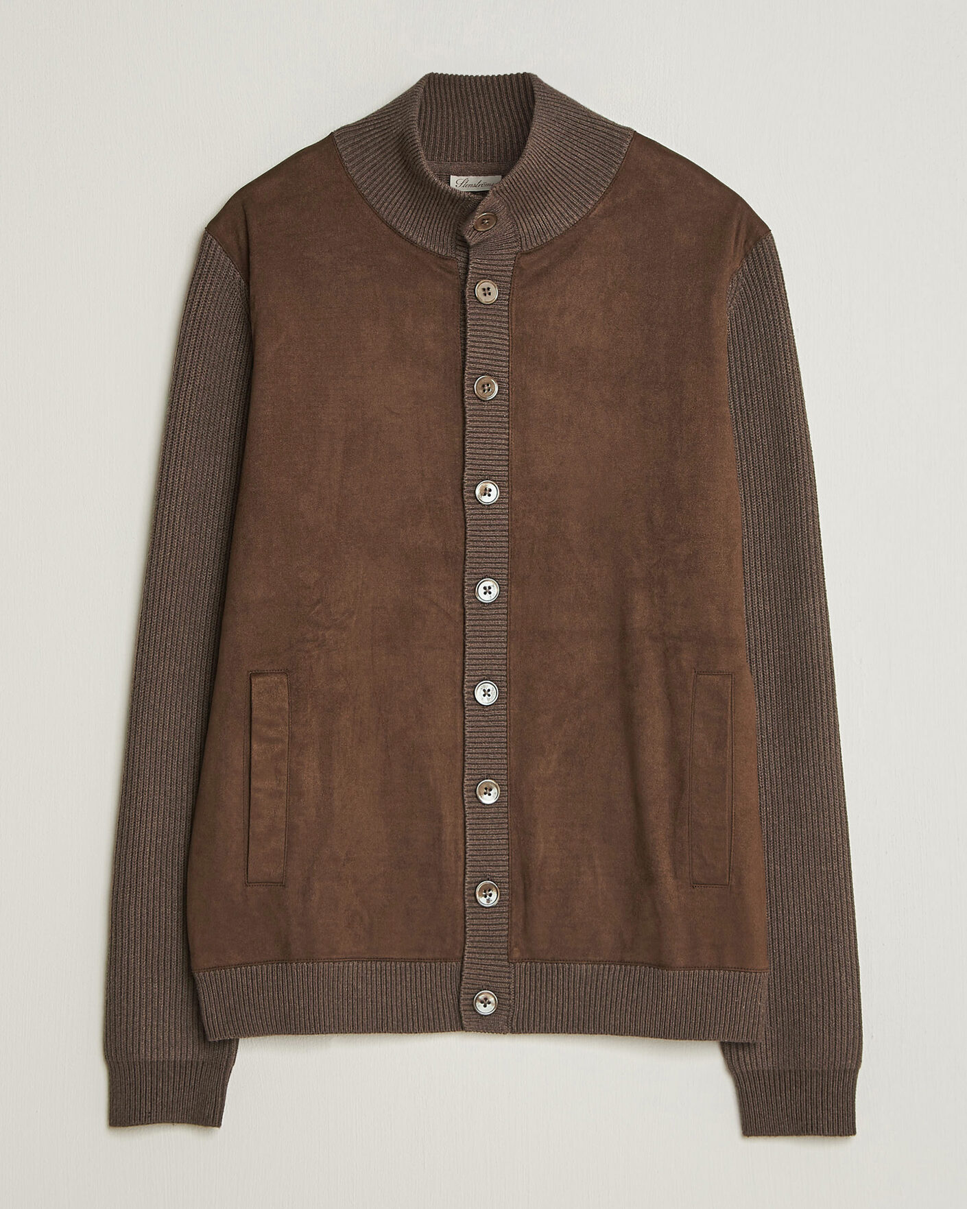 Mies | Puserot | Stenströms | Knitted Hybrid Alcantara Jacket Brown