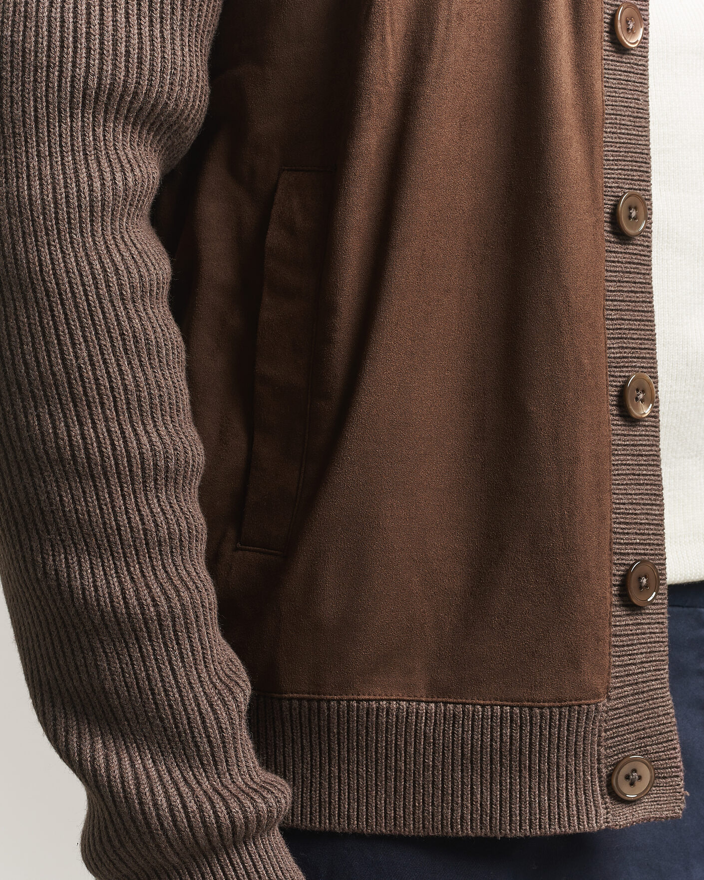 Mies | Puserot | Stenströms | Knitted Hybrid Alcantara Jacket Brown