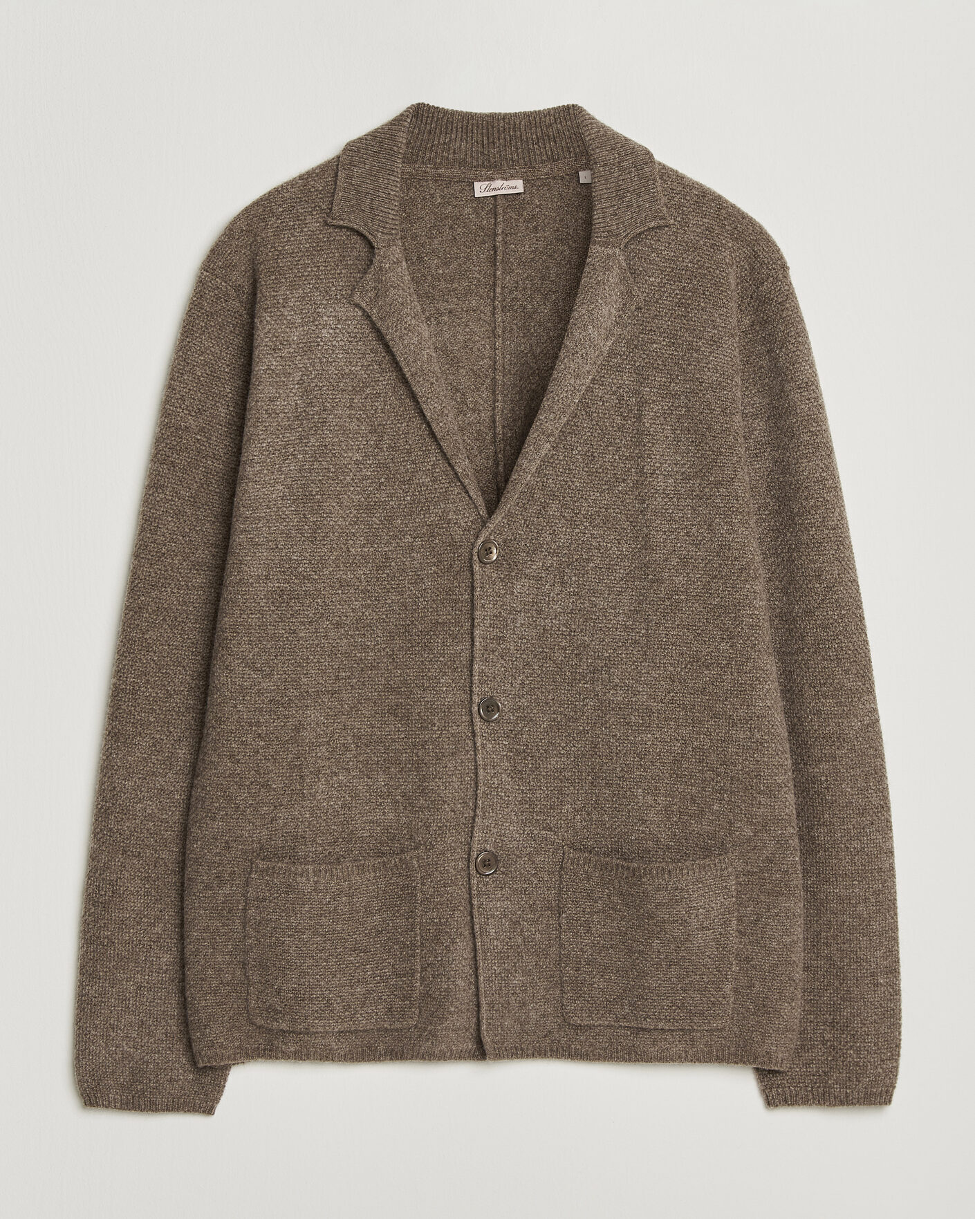 Mies | Puserot | Stenströms | Knitted Yak/Merino Cardigan Blazer Brown