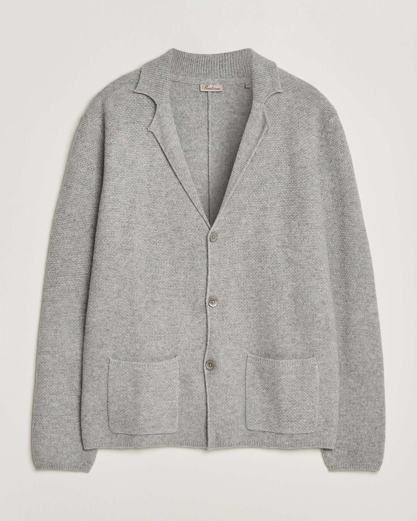 Mies | Puserot | Stenströms | Knitted Yak/Merino Cardigan Blazer Grey