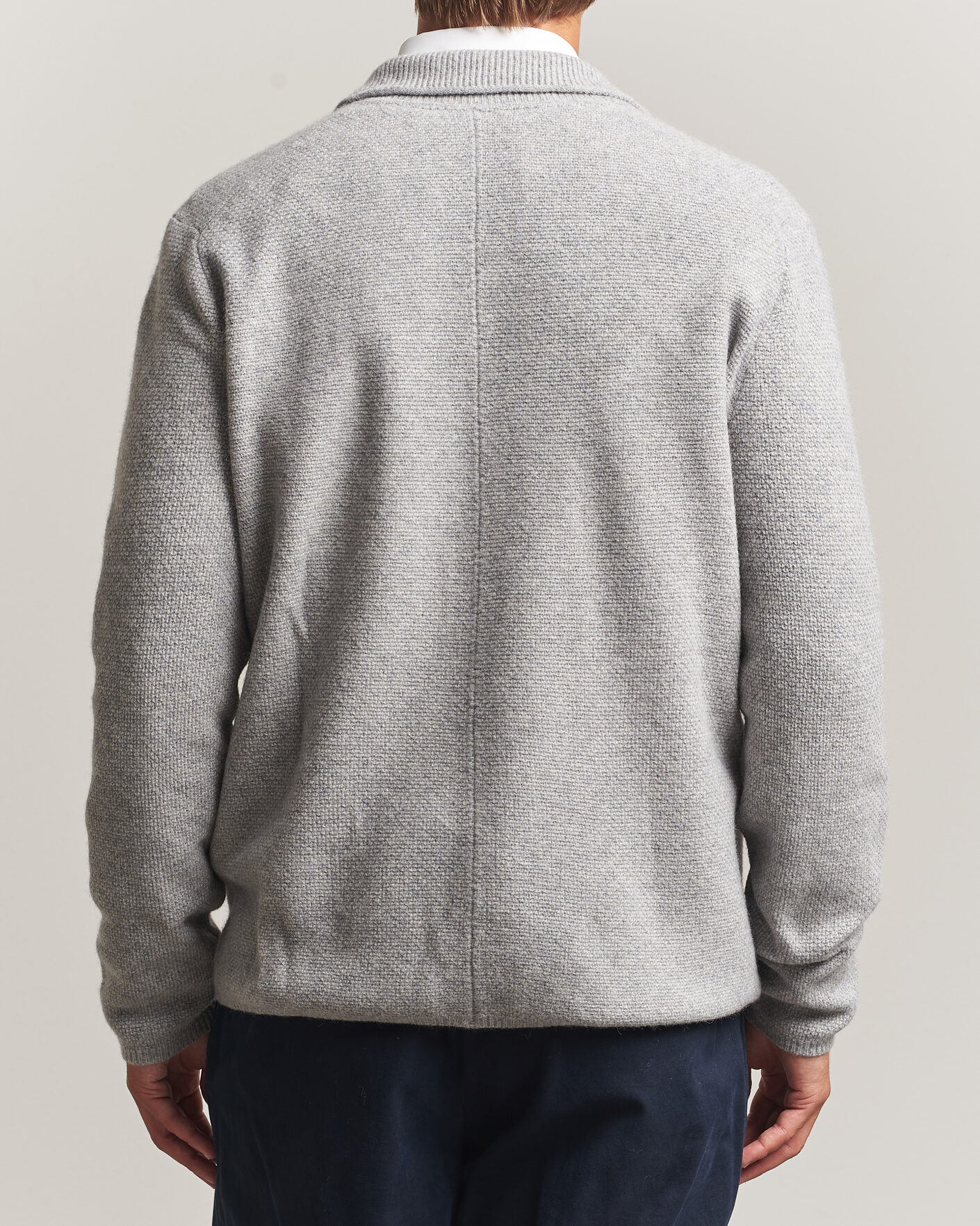 Mies | Puserot | Stenströms | Knitted Yak/Merino Cardigan Blazer Grey