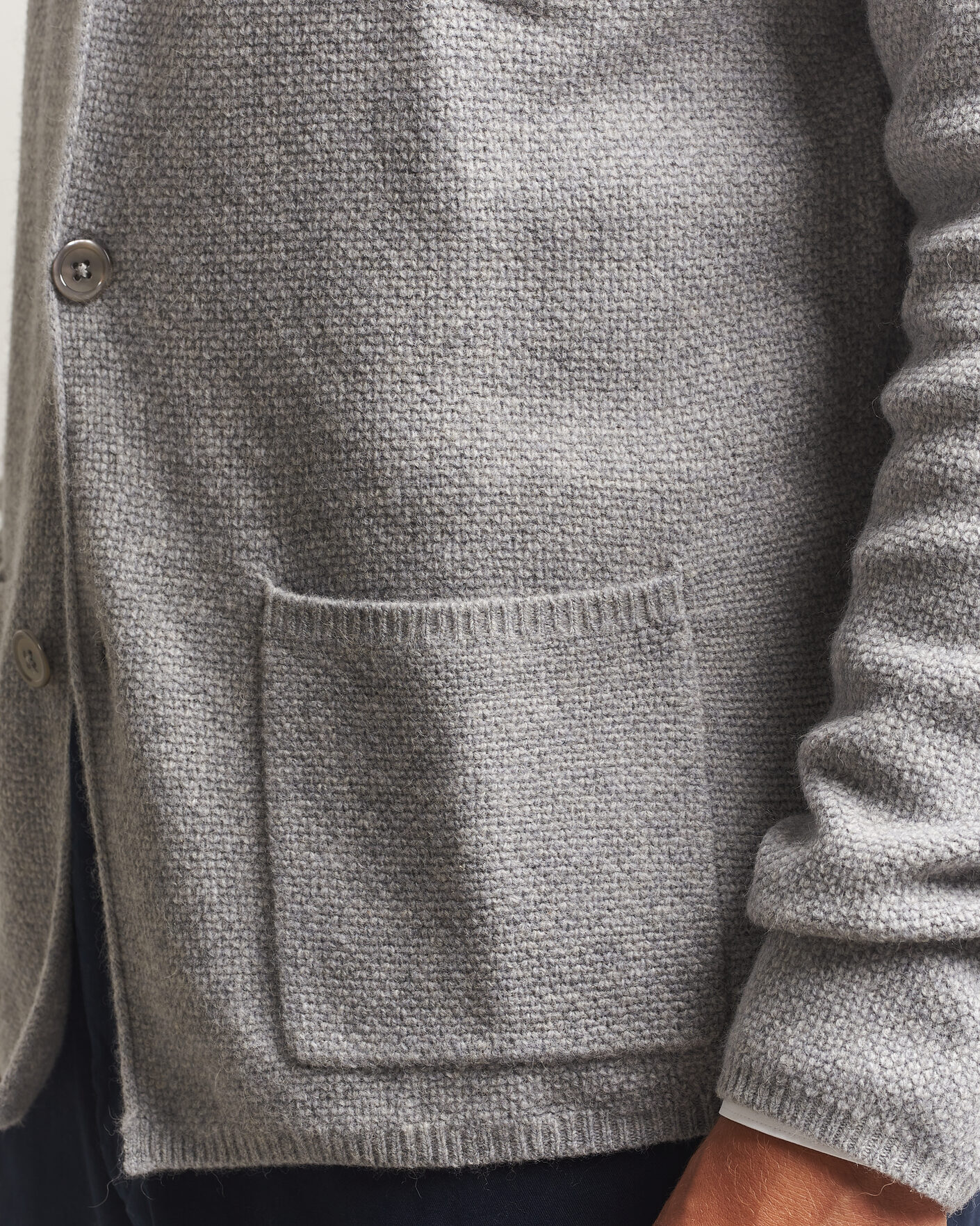 Mies | Puserot | Stenströms | Knitted Yak/Merino Cardigan Blazer Grey