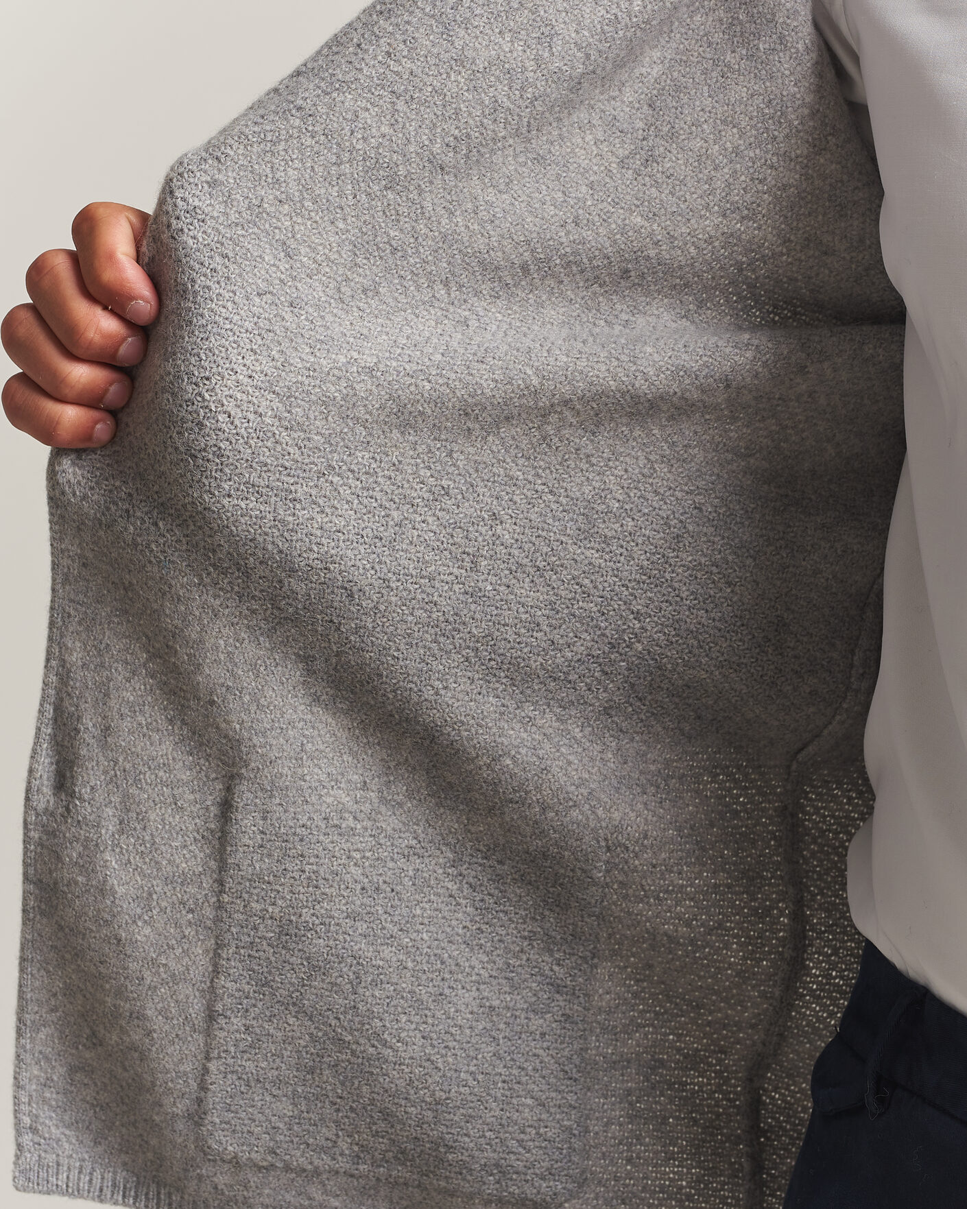 Mies | Puserot | Stenströms | Knitted Yak/Merino Cardigan Blazer Grey