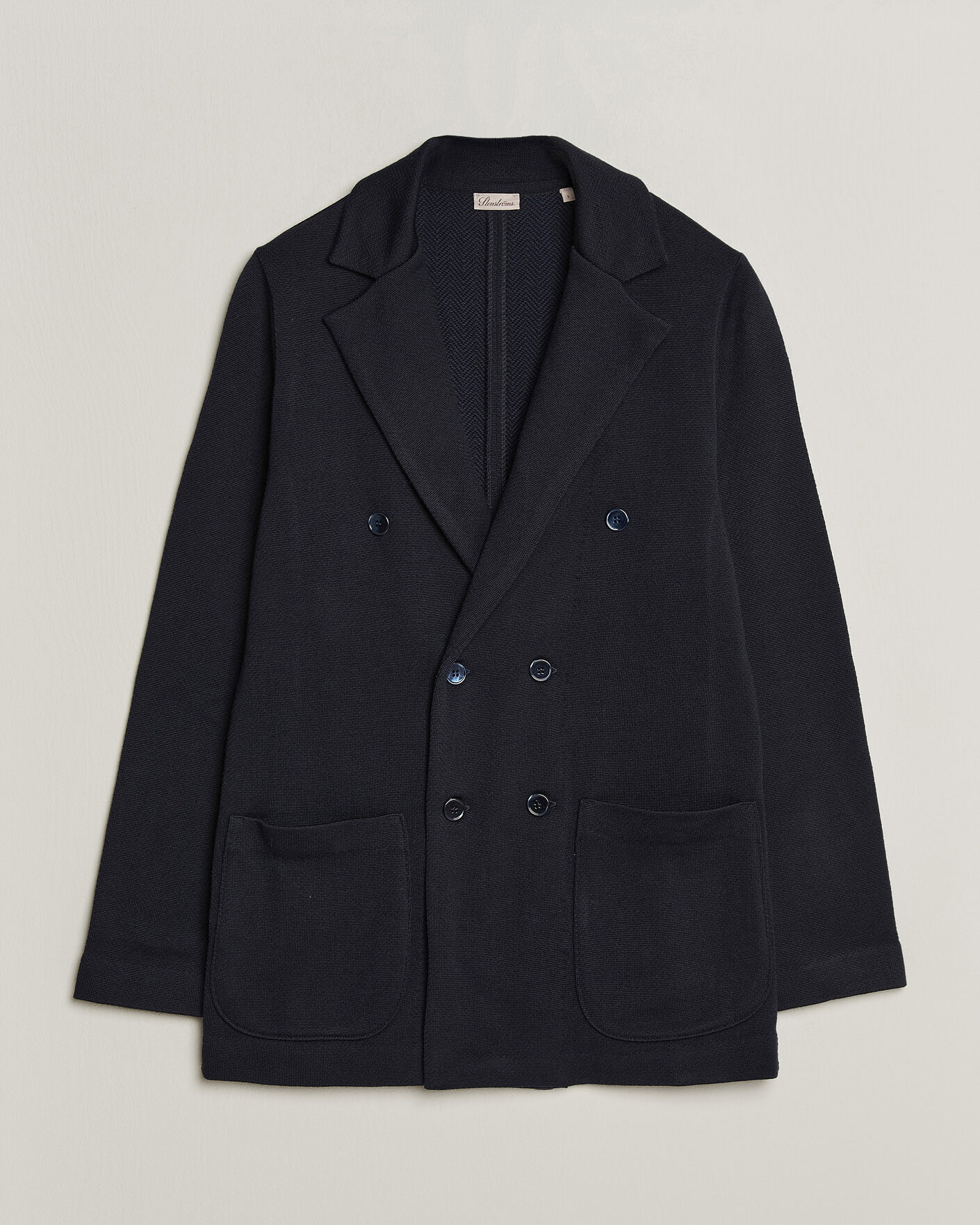 Mies | Pikkutakit | Stenströms | Knitted Herringbone DB Wool Blazer Navy
