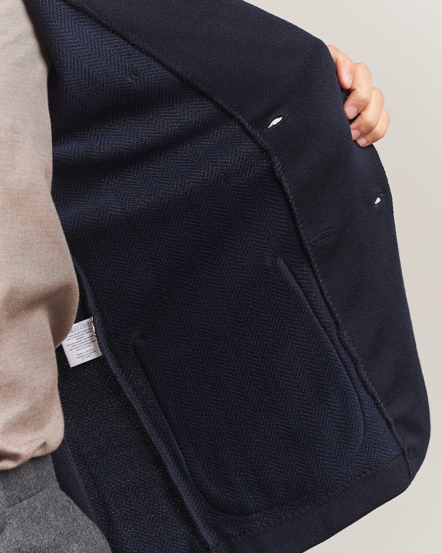 Mies | Pikkutakit | Stenströms | Knitted Herringbone DB Wool Blazer Navy