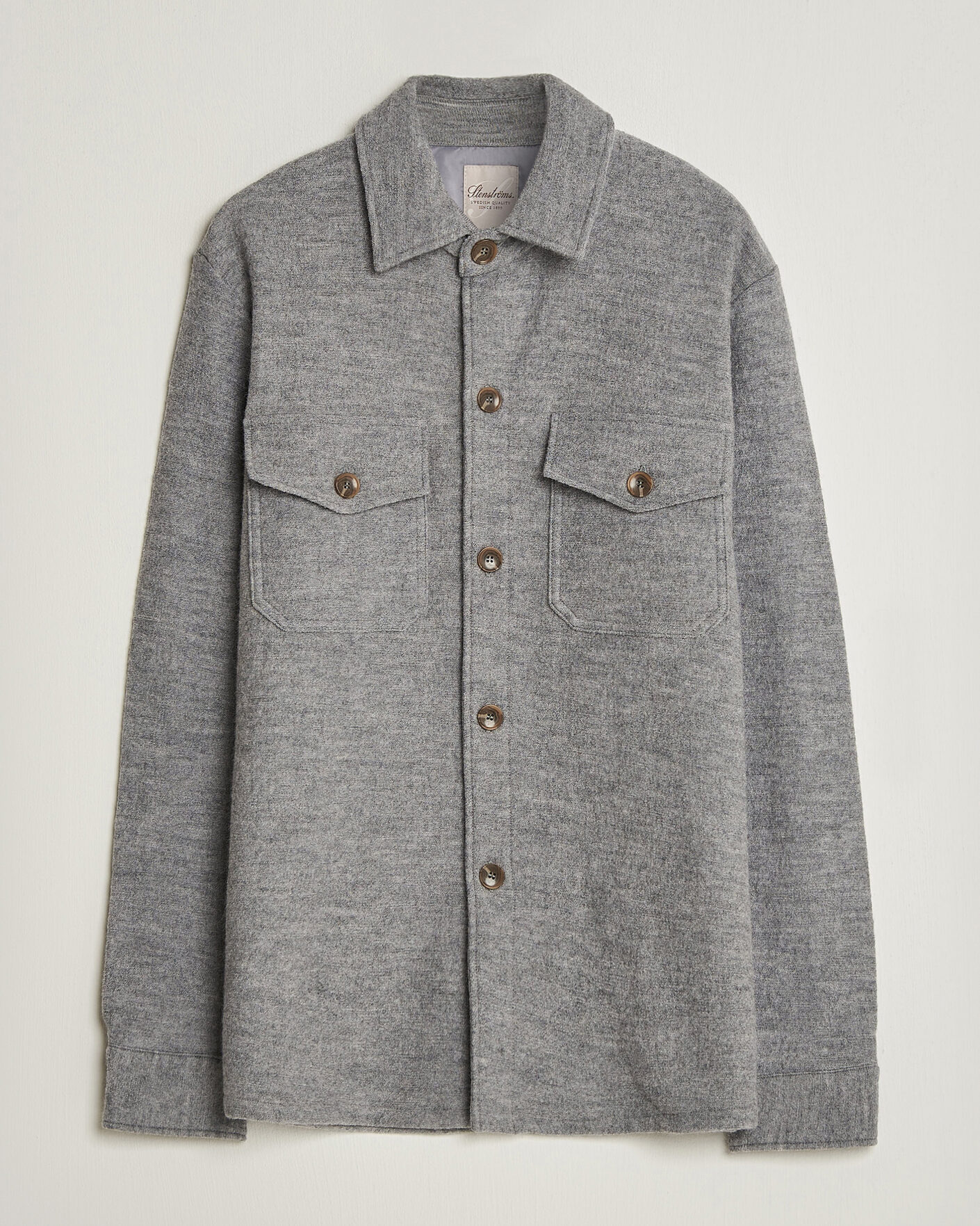 Mies | Kauluspaidat | Stenströms | Felted Wool Overshirt Grey