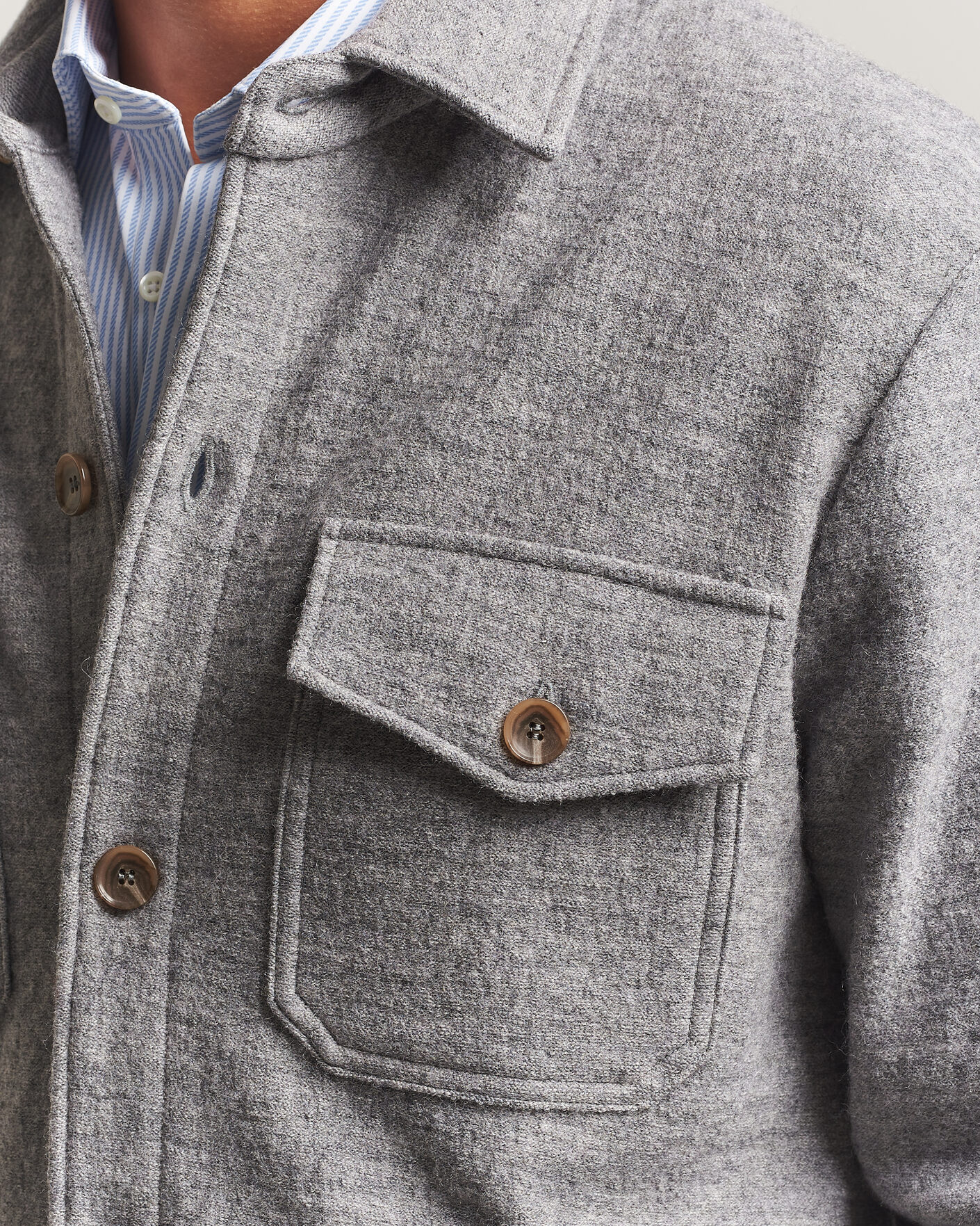 Mies | Kauluspaidat | Stenströms | Felted Wool Overshirt Grey
