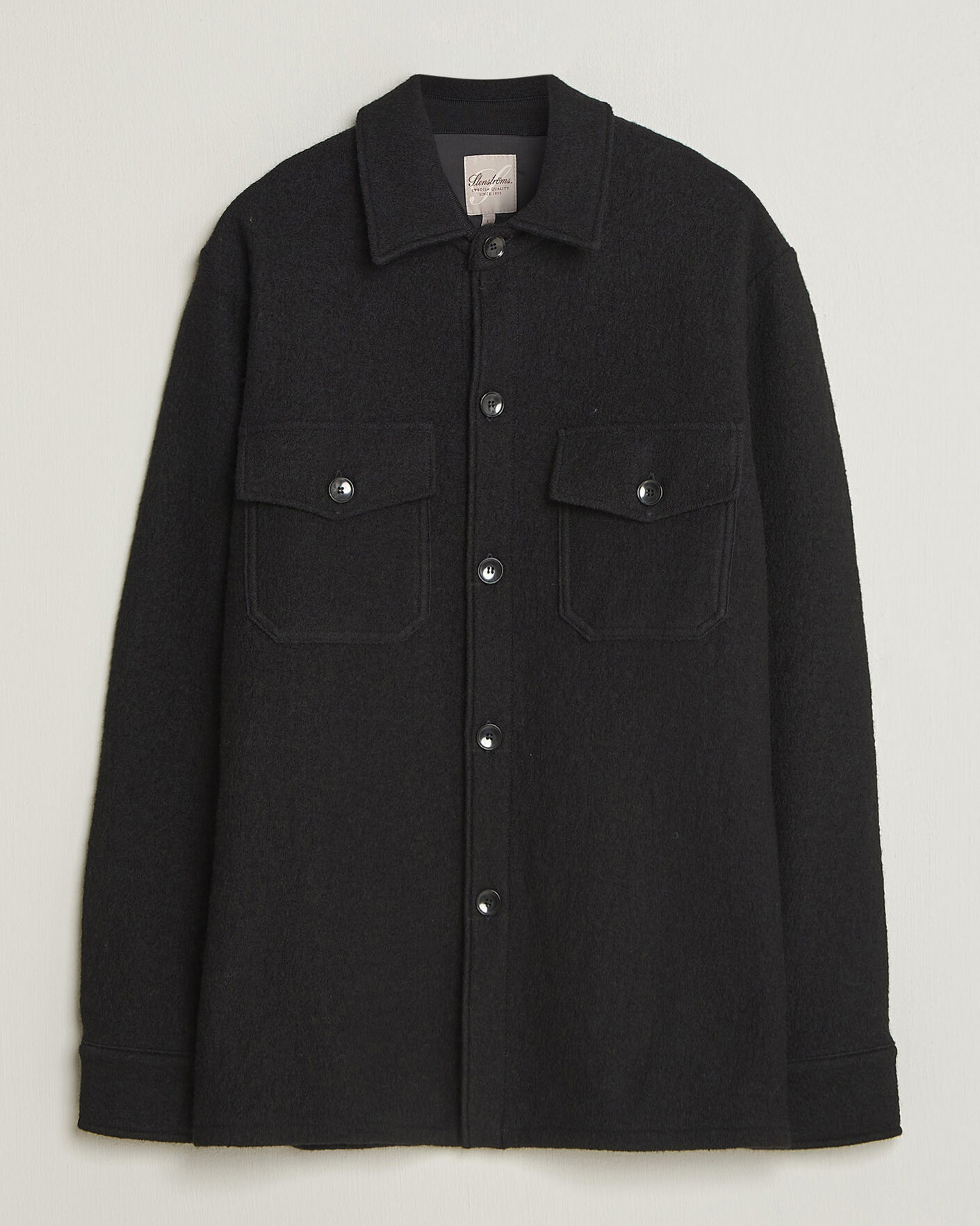 Mies | Kauluspaidat | Stenströms | Felted Wool Overshirt Black