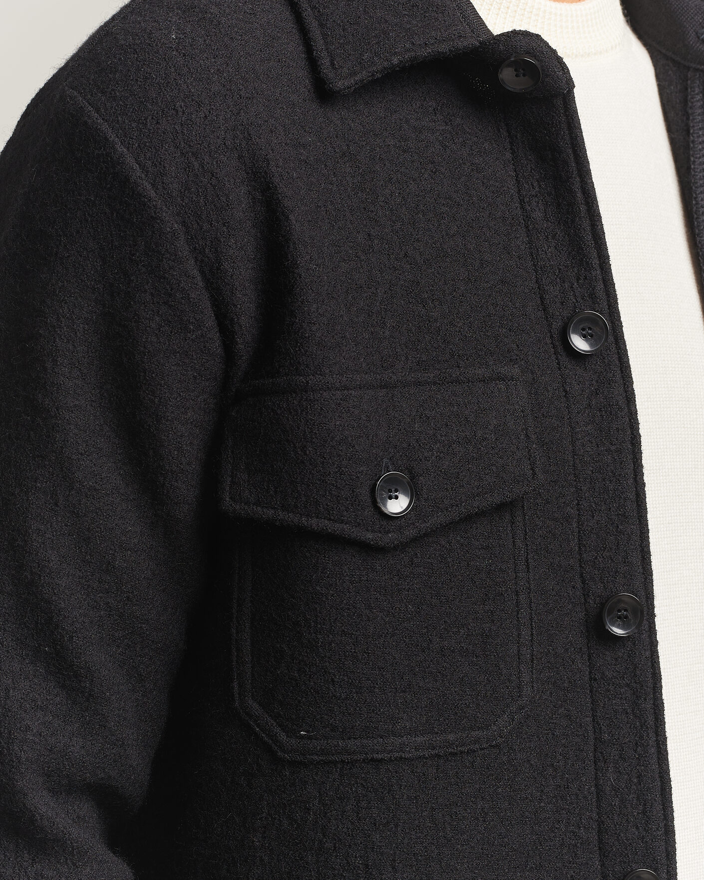 Mies | Kauluspaidat | Stenströms | Felted Wool Overshirt Black
