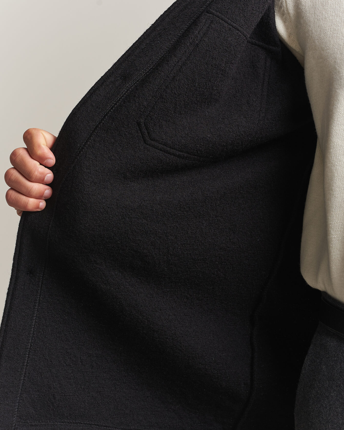 Mies | Kauluspaidat | Stenströms | Felted Wool Overshirt Black