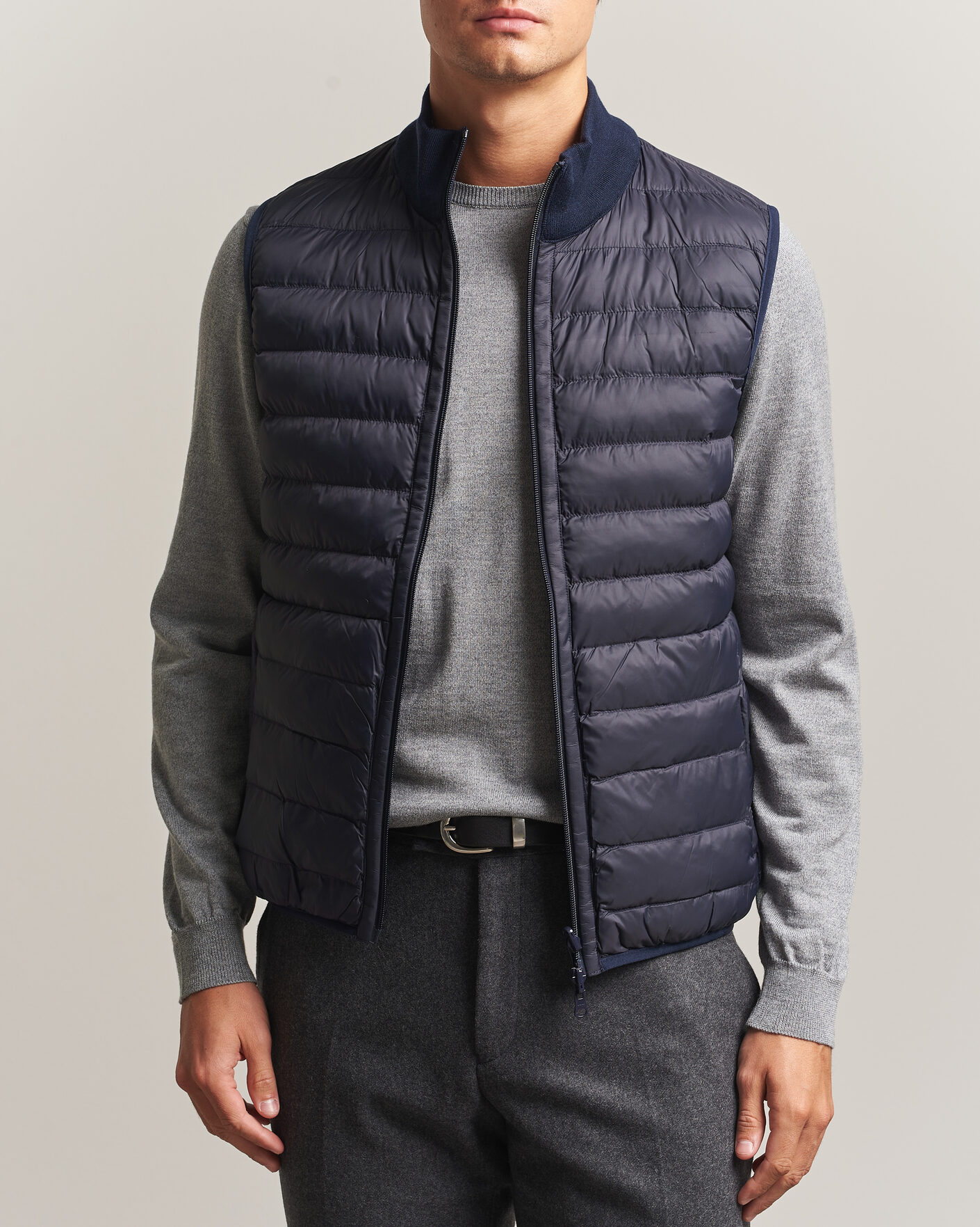Mies | Ulkoliivit | Stenströms | Reversible Knitted Merino/Nylon Vest Navy