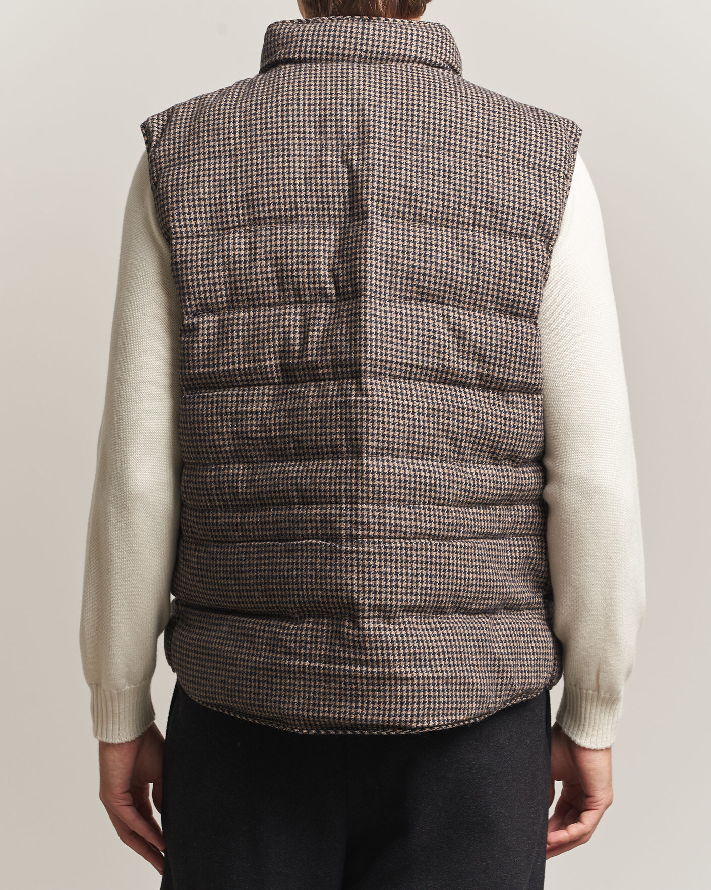 Mies | Ulkoliivit | Stenströms | Padded Houndstooth Wool Vest Brown