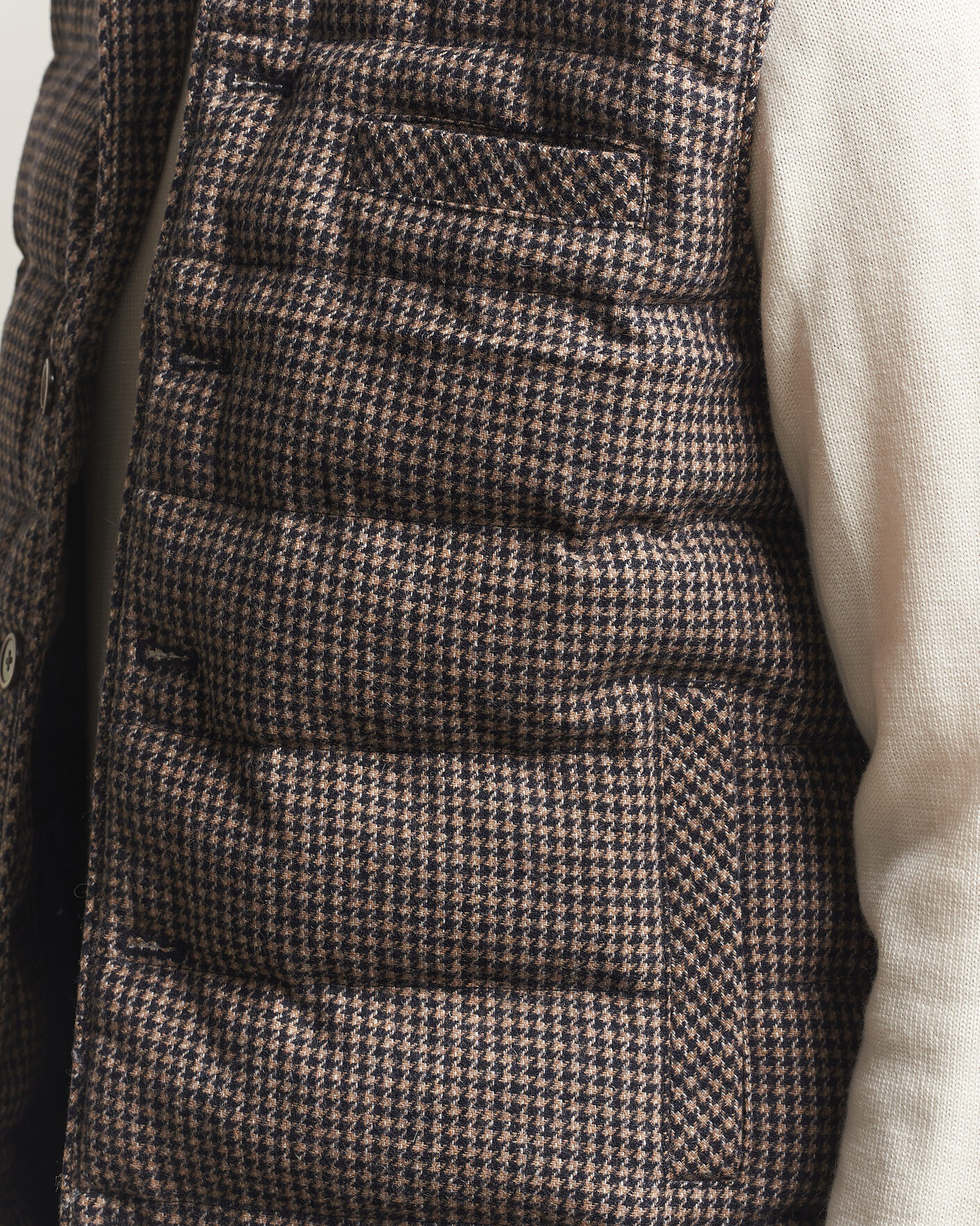 Mies | Ulkoliivit | Stenströms | Padded Houndstooth Wool Vest Brown