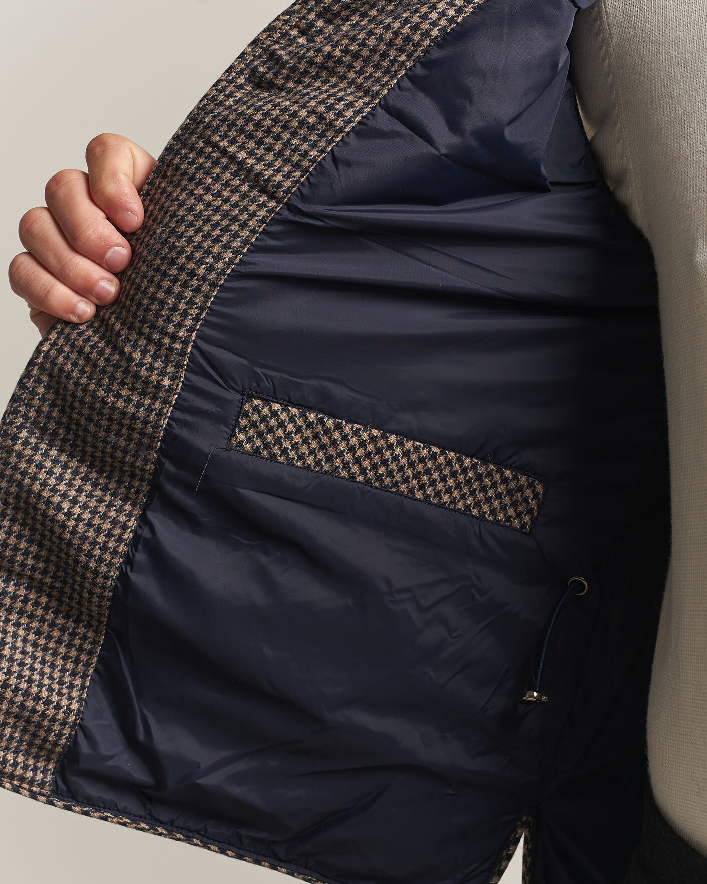 Mies | Ulkoliivit | Stenströms | Padded Houndstooth Wool Vest Brown